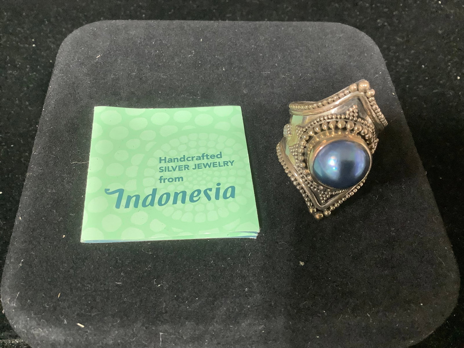 Artisan Crafted Sterling Cultured Mabe Pearl Ring (size: 9): Artisan Crafted Sterling Cultured Mabe Pearl Ring (size: 9)