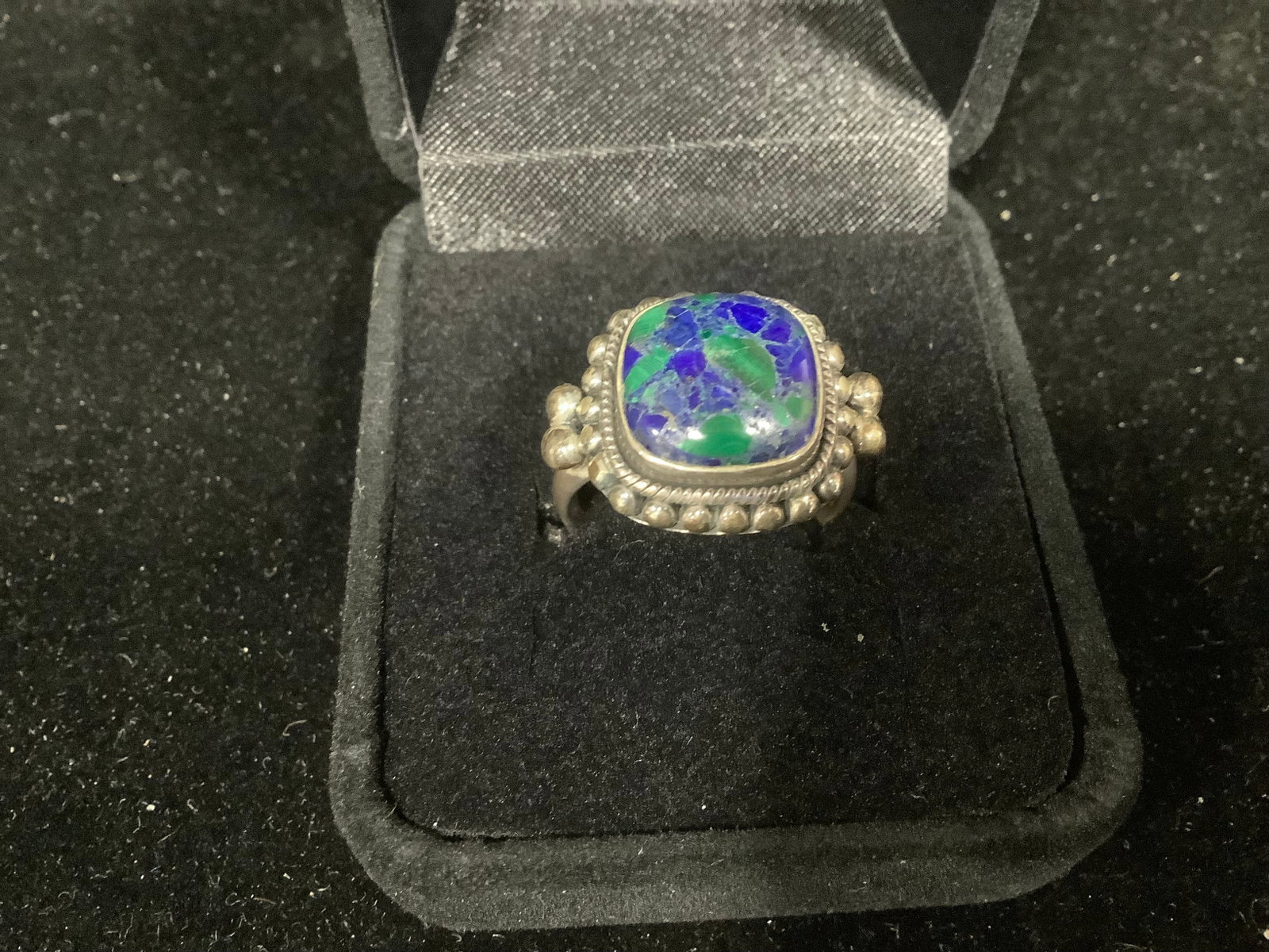 Artisan Crafted Sterling Azurmalachite Ring (Size: 9): Artisan Crafted Sterling Azurmalachite Ring (Size: 9)