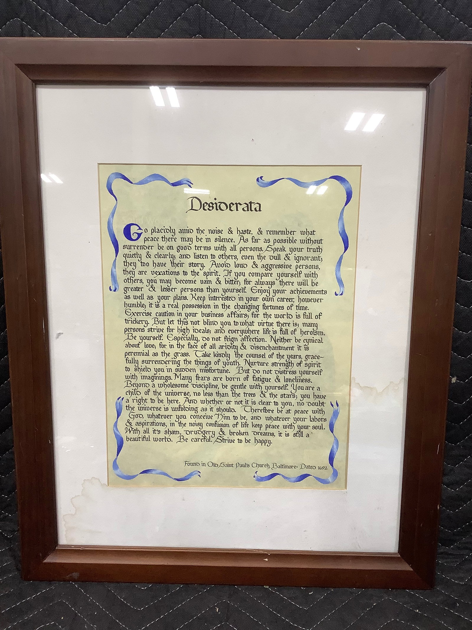 Framed Desiderata poem by Max Ehrmann(16.5inx20.5in): Framed Desiderata poem by Max Ehrmann(16.5inx20.5in)