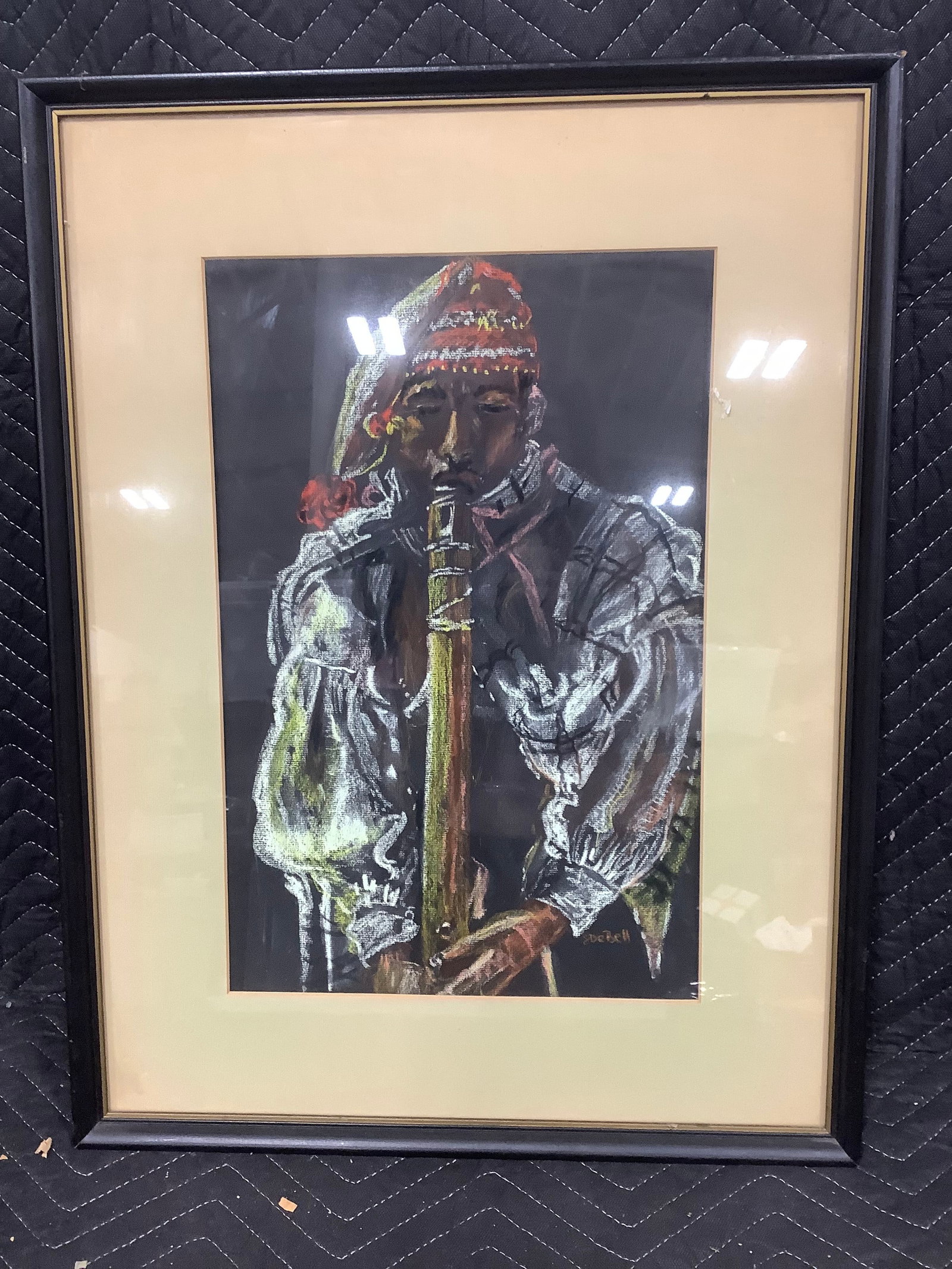 Framed and Signed Afghan Flutist Art Print (19inx25in) (1 of 1)
