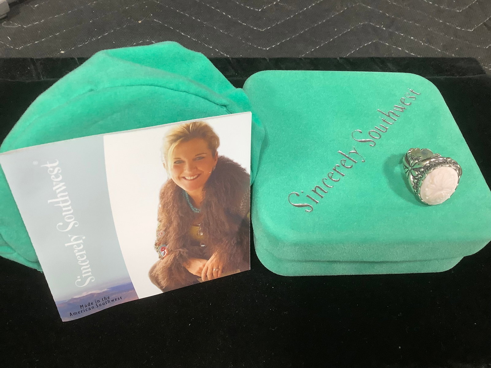 Sincerely Southwest Sterling Carved Mother of Pearl Ring (size: 8): Sincerely Southwest Sterling Carved Mother of Pearl Ring (size: 8)