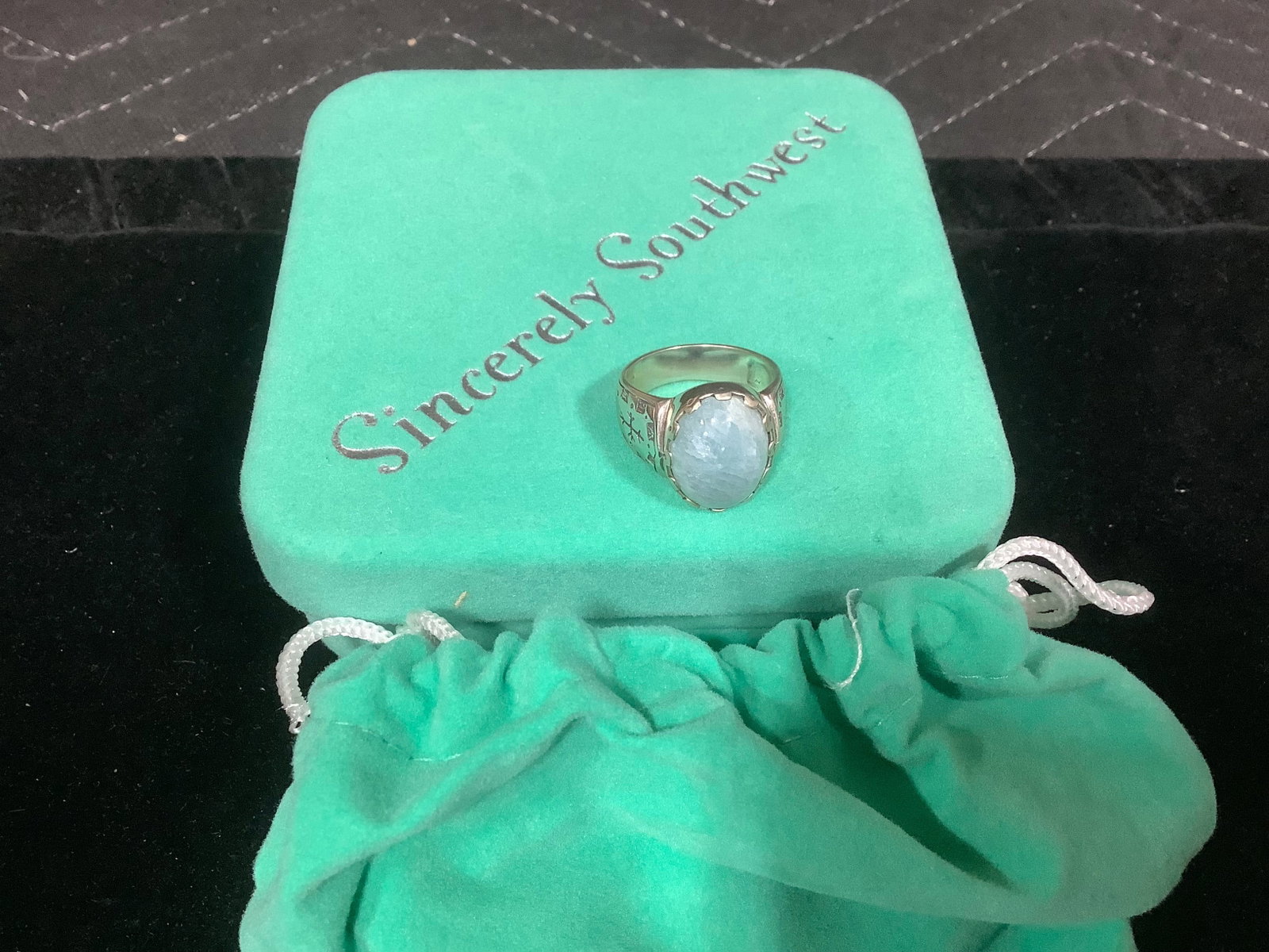 Sincerely Southwest Sterling Milky Aqua Ring (Size: 8): Sincerely Southwest Sterling Milky Aqua Ring (Size: 8)