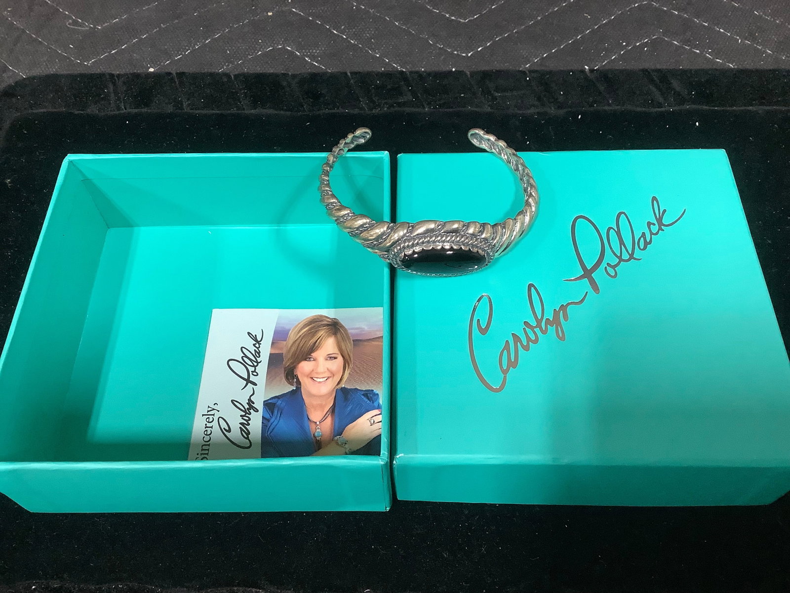 Carolyn Pollack Sterling Sincerely Essentail Average Cuff Bracelet - Black Onyx: Carolyn Pollack Sterling Sincerely Essentail Average Cuff Bracelet - Black Onyx