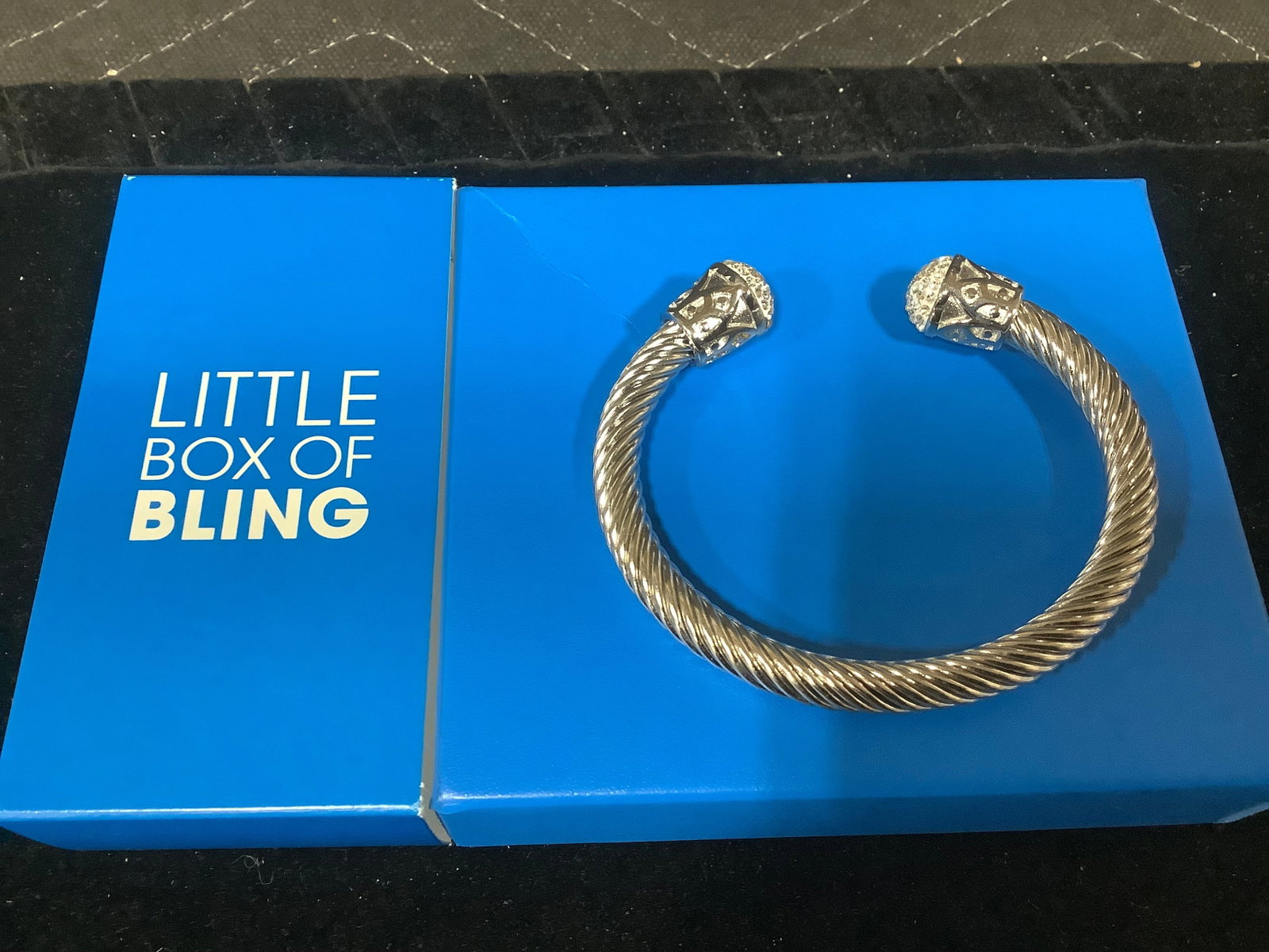 Steel crystal accent bangle bracelet: Steel crystal accent bangle bracelet