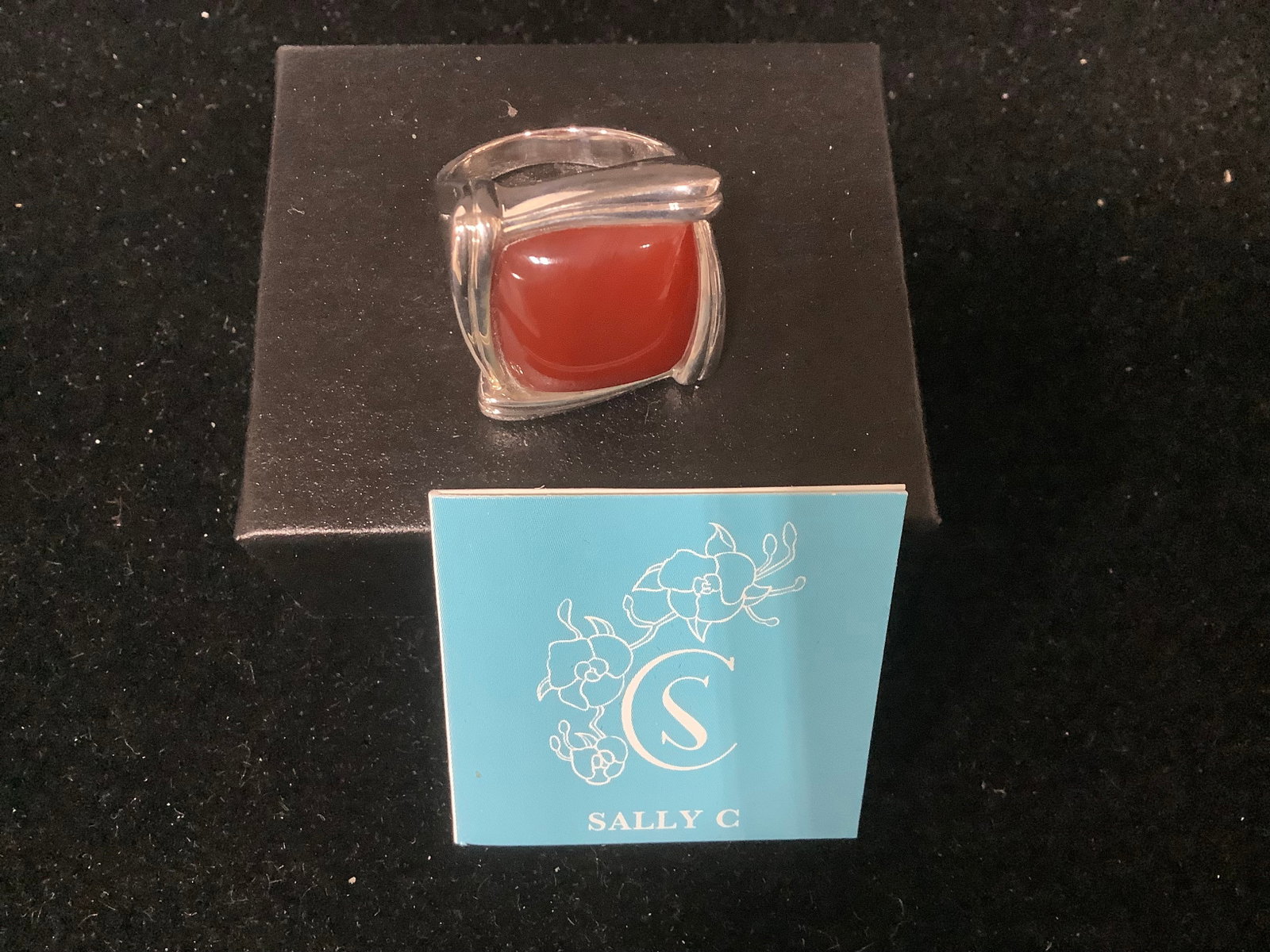 Sally C carnelian square ring(8) (1 of 1)