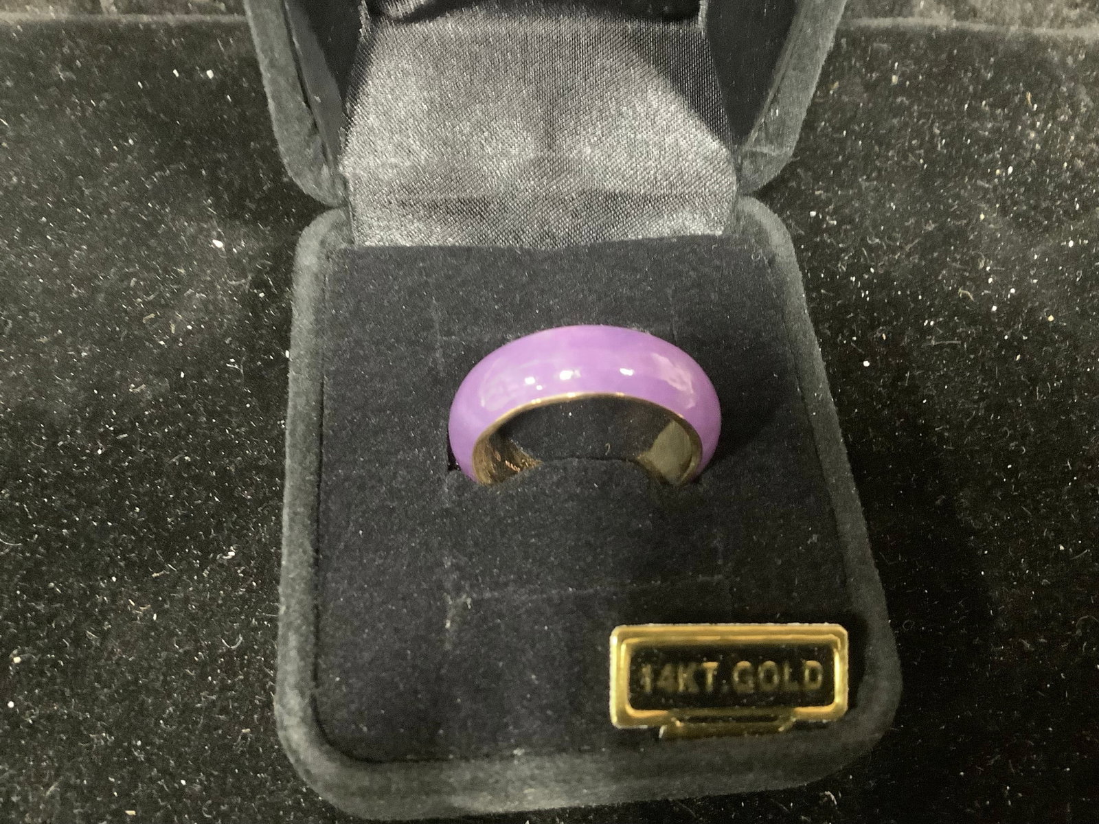 Lavender Jade Prosperous Life Eternity Band Ring - 14k Gold (Size: 8): Lavender Jade Prosperous Life Eternity Band Ring - 14k Gold (Size: 8)