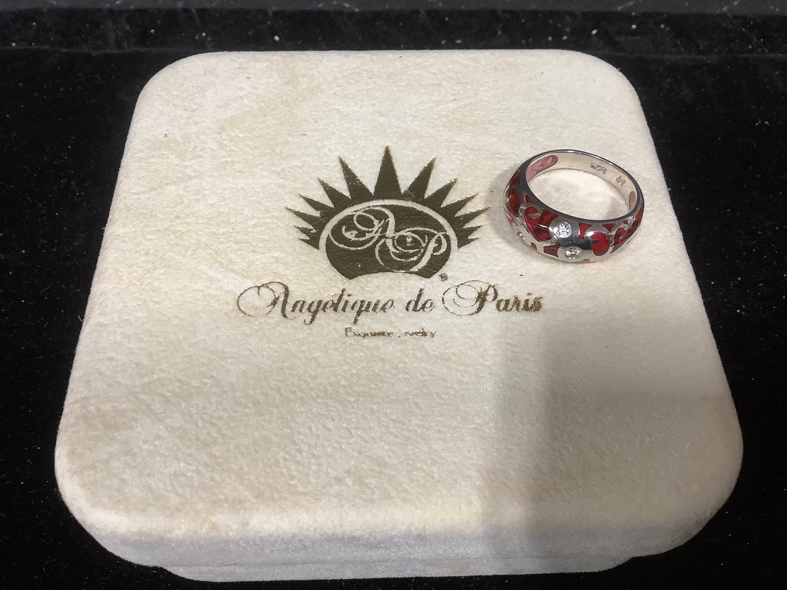 Angelique De Paris Sterling & White Topaz Scroll Ring (Size: 8): Angelique De Paris Sterling & White Topaz Scroll Ring (Size: 8)