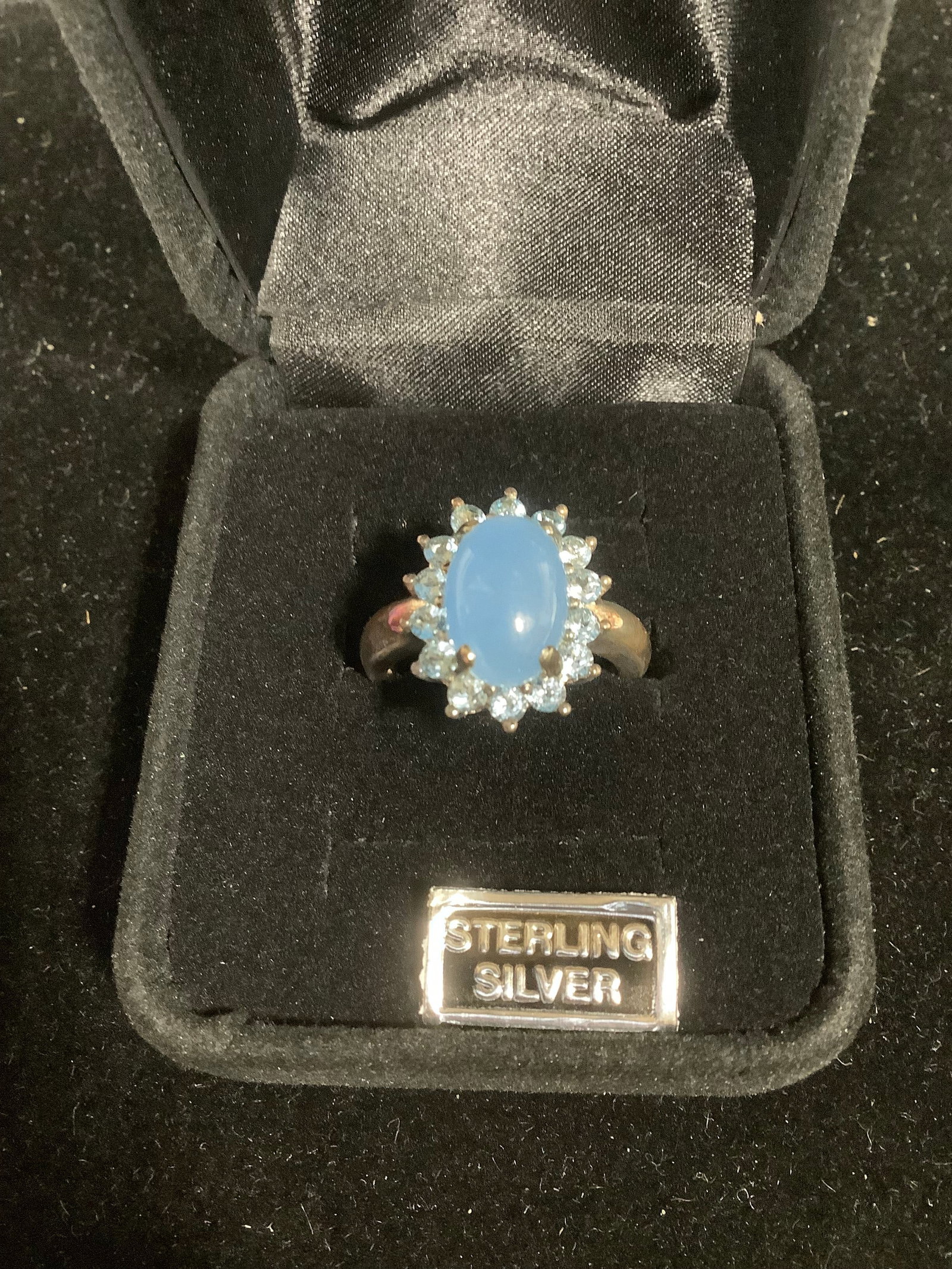 Sterling Jade and Gemstone Ring (Size: 7): Sterling Jade and Gemstone Ring (Size: 7)