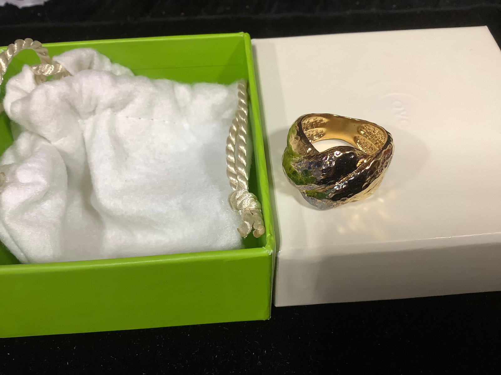 Veronese 18k Clad Hammered Crossover Ring (Size: 8) (1 of 1)