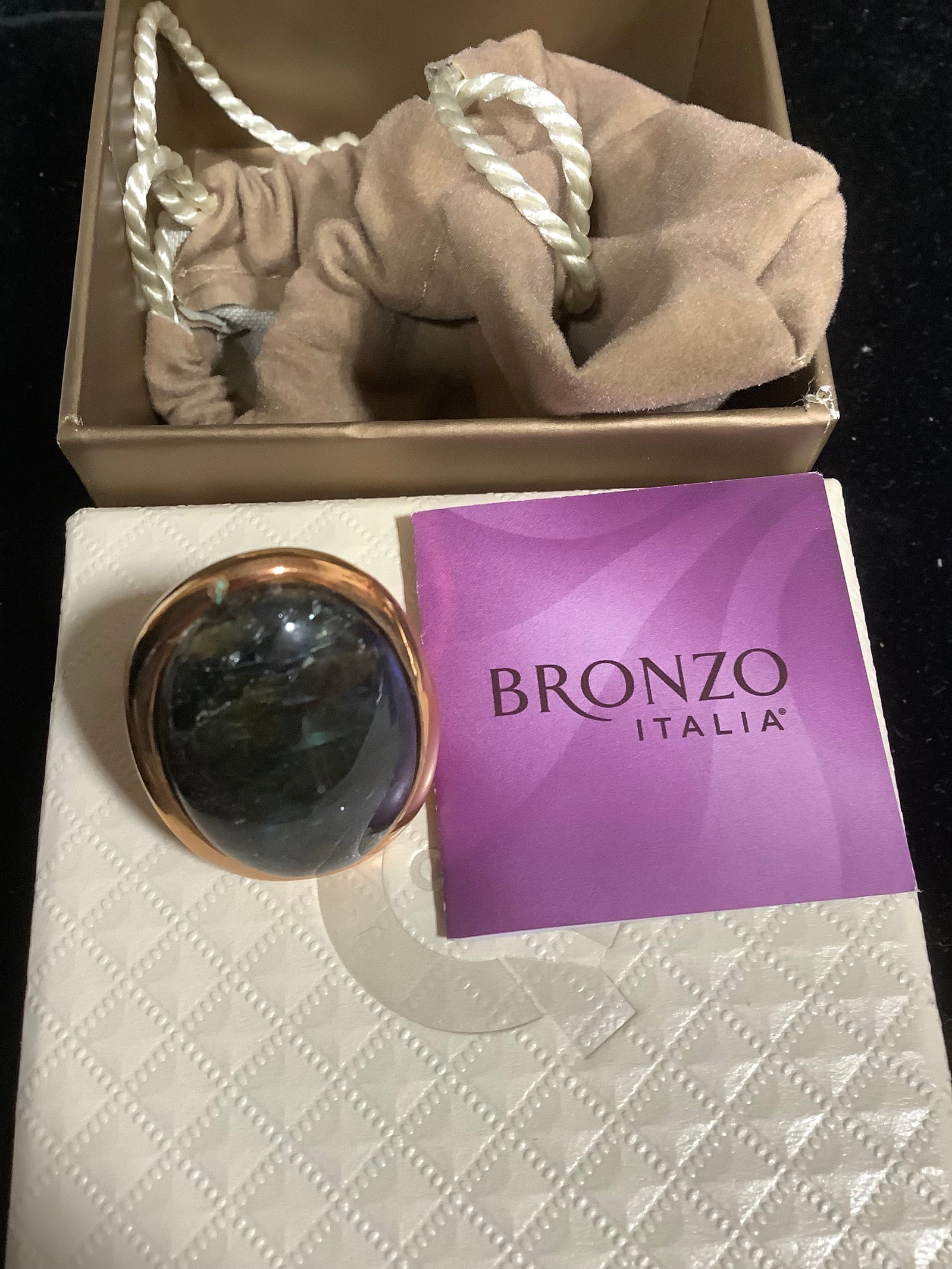 Bronzo Italia Bold Oval Labradorite Doublet Ring (Size: 6) (1 of 1)