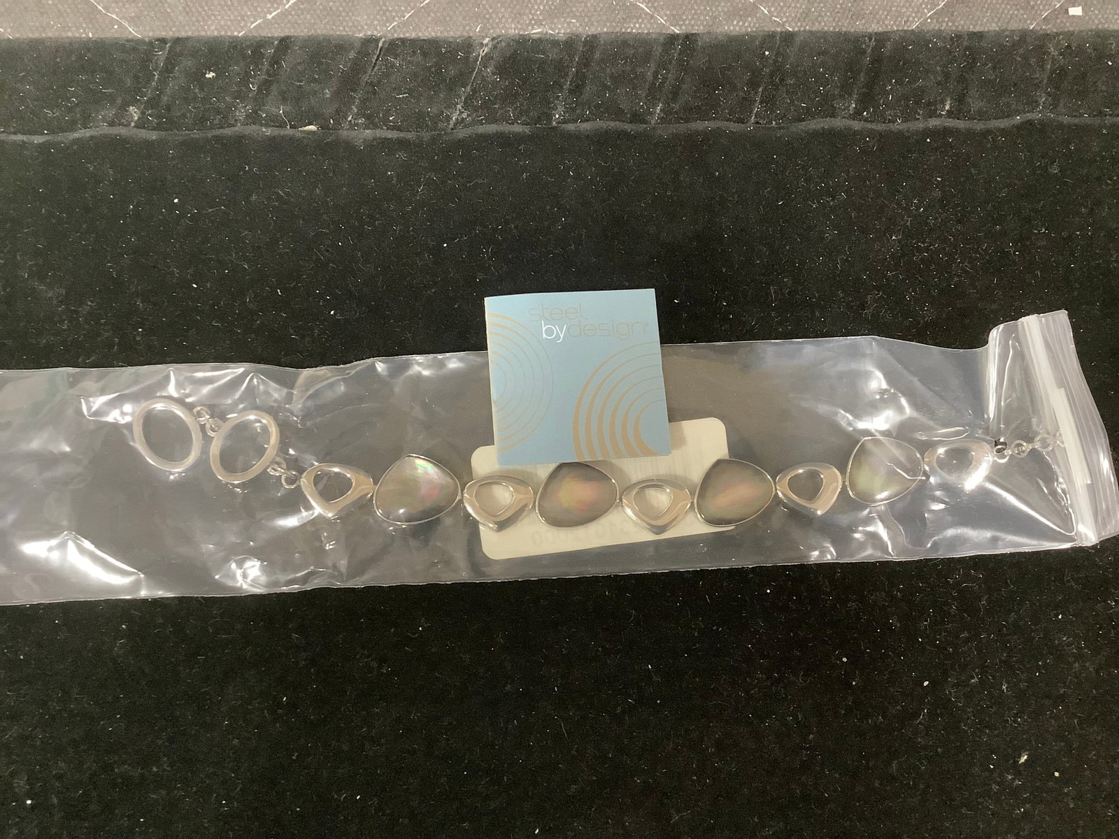 Steel by Design Adjustable Mother of Pearl Link Bracelet: Steel by Design Adjustable Mother of Pearl Link Bracelet
