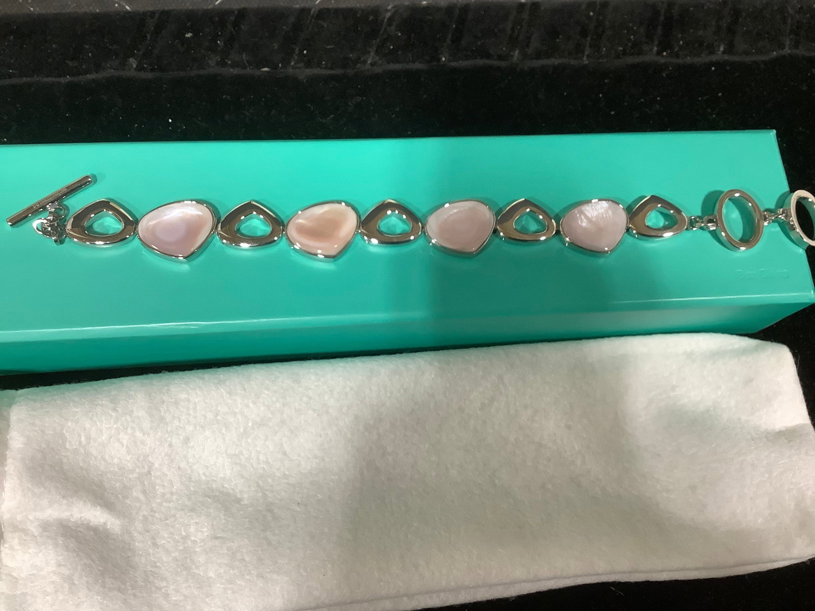 Steel by Design Adjustable Mother of Pearl Link Bracelet: Steel by Design Adjustable Mother of Pearl Link Bracelet