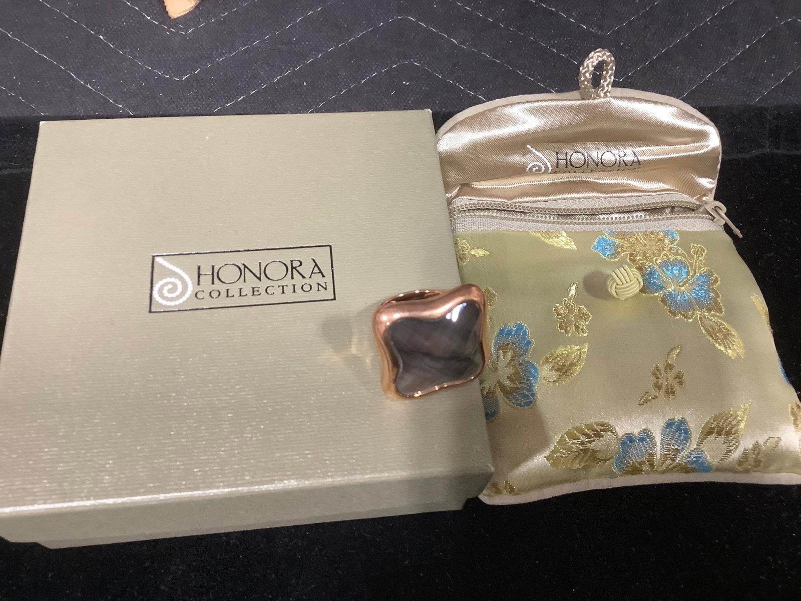 Honora Mother of Pearl Faceted Double Bronze Ring (Size: 6): Honora Mother of Pearl Faceted Double Bronze Ring (Size: 6)