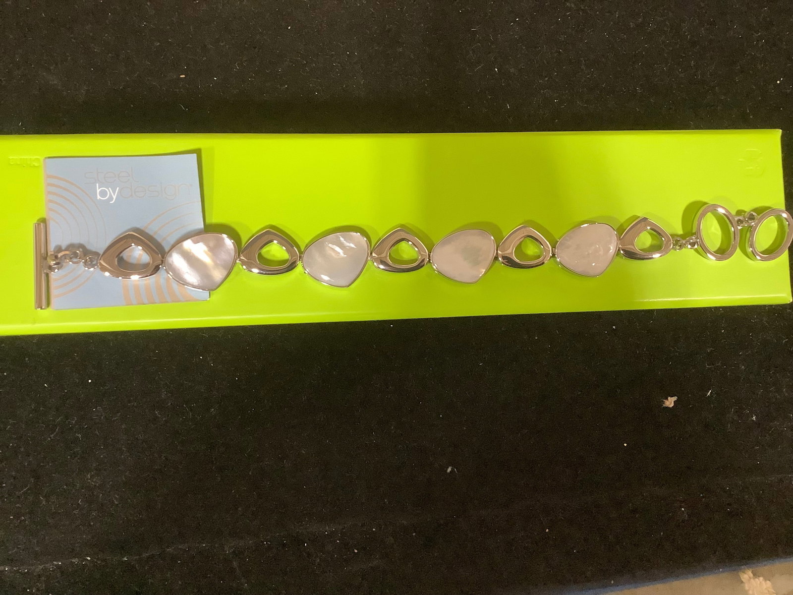 Steel by Design Adjustable Mother of Pearl Link Bracelet: Steel by Design Adjustable Mother of Pearl Link Bracelet