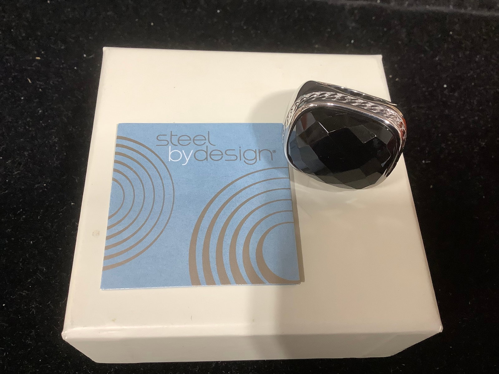 Steel by Design Faceted Gemstone Ring (Size: 8) (1 of 1)