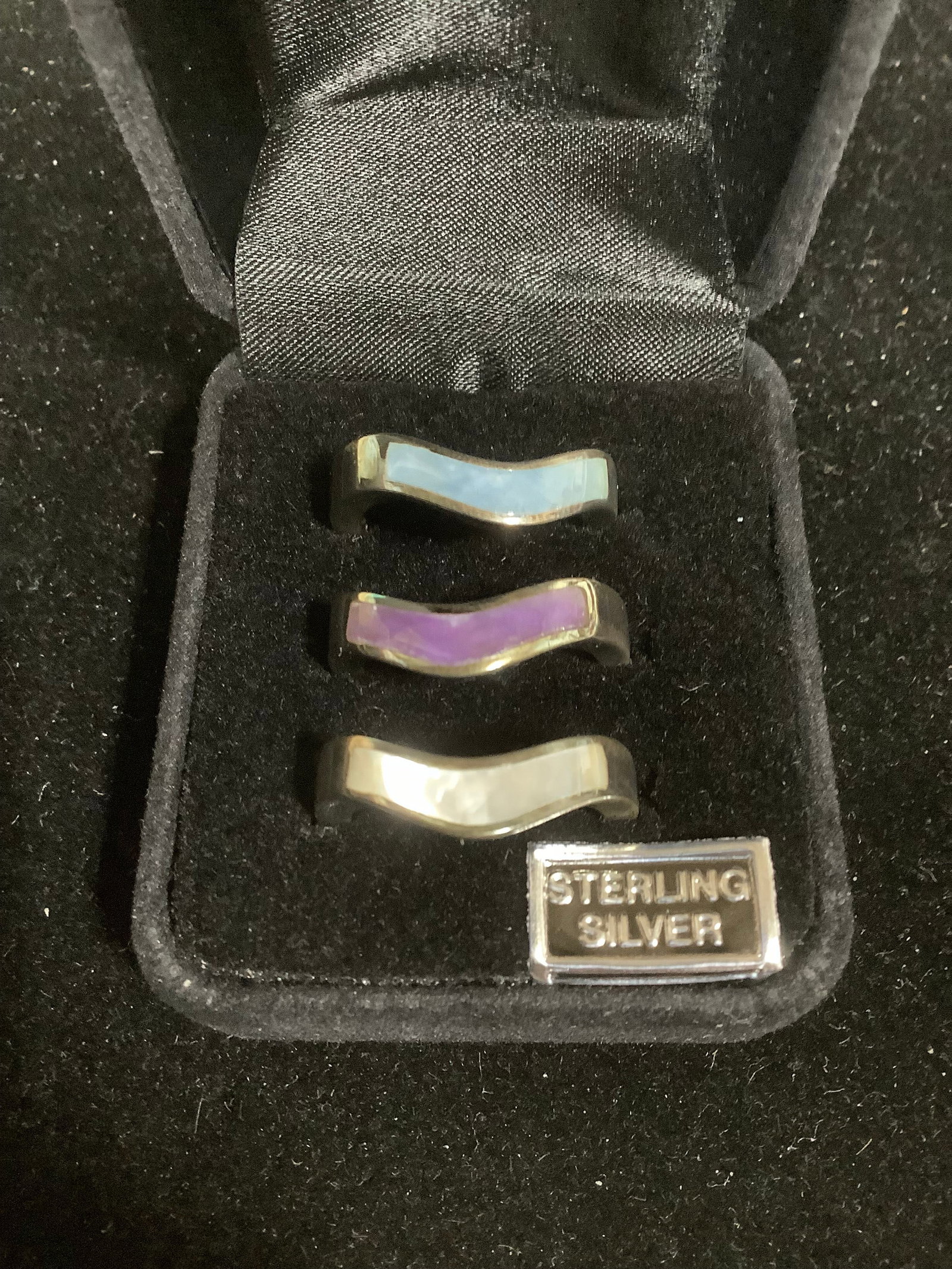 Set of Sterling Jade Stack Rings (Size: 8): Set of Sterling Jade Stack Rings (Size: 8)