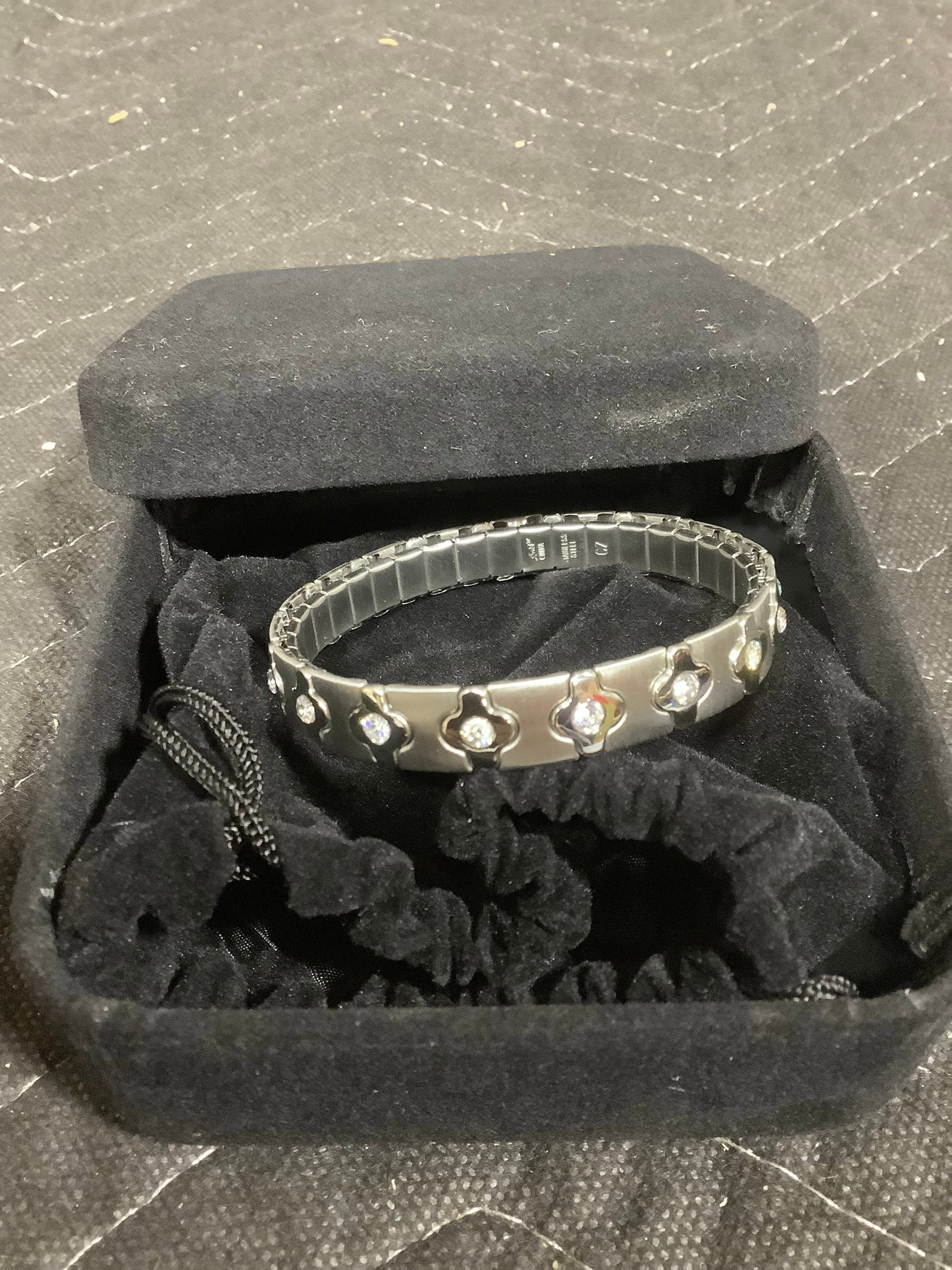 Diamonique Stainless steel clover expansion bracelet: Diamonique Stainless steel clover expansion bracelet