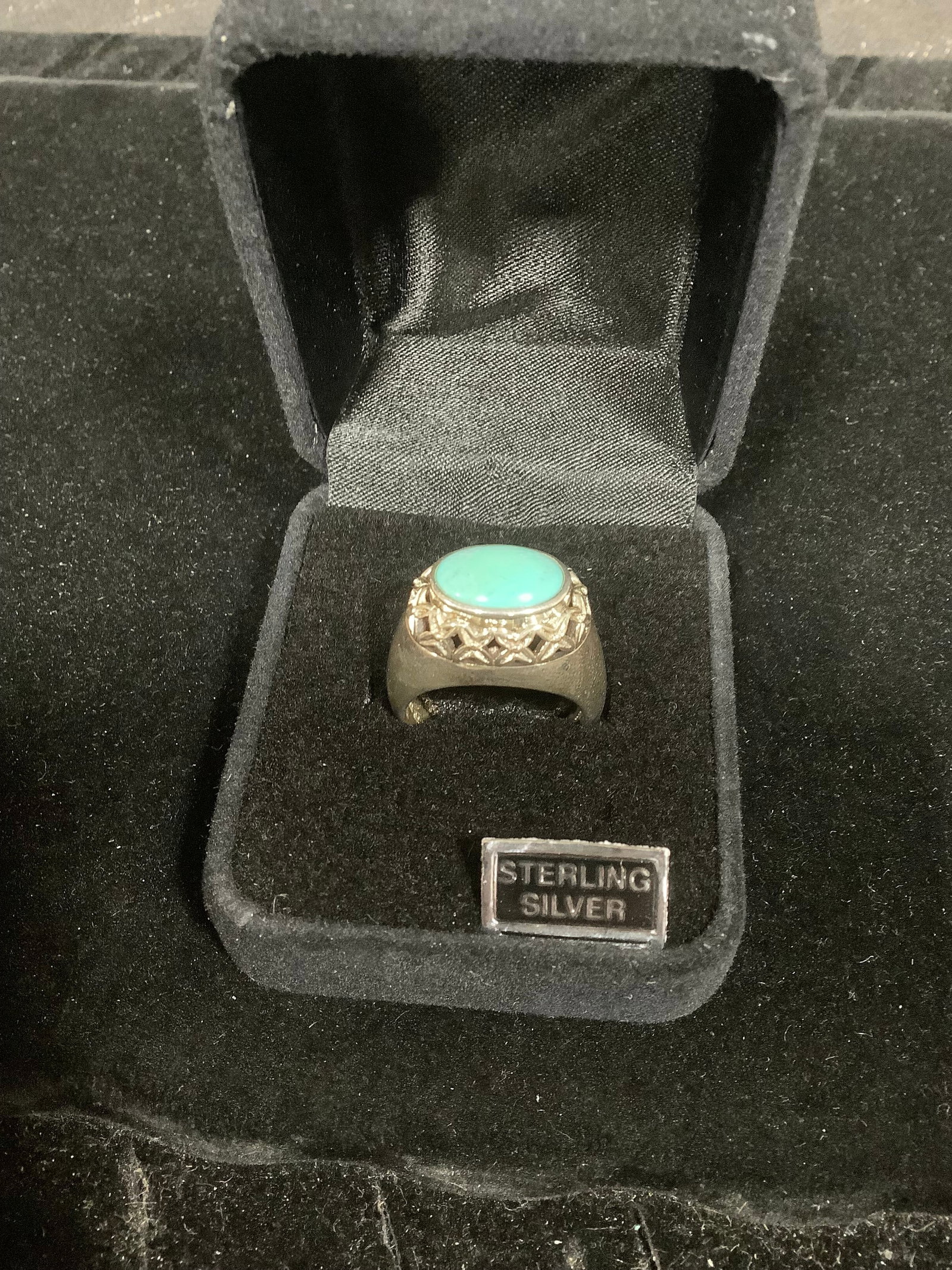 Sterling domed oval cabochon east west turquoise ring(8) (1 of 1)