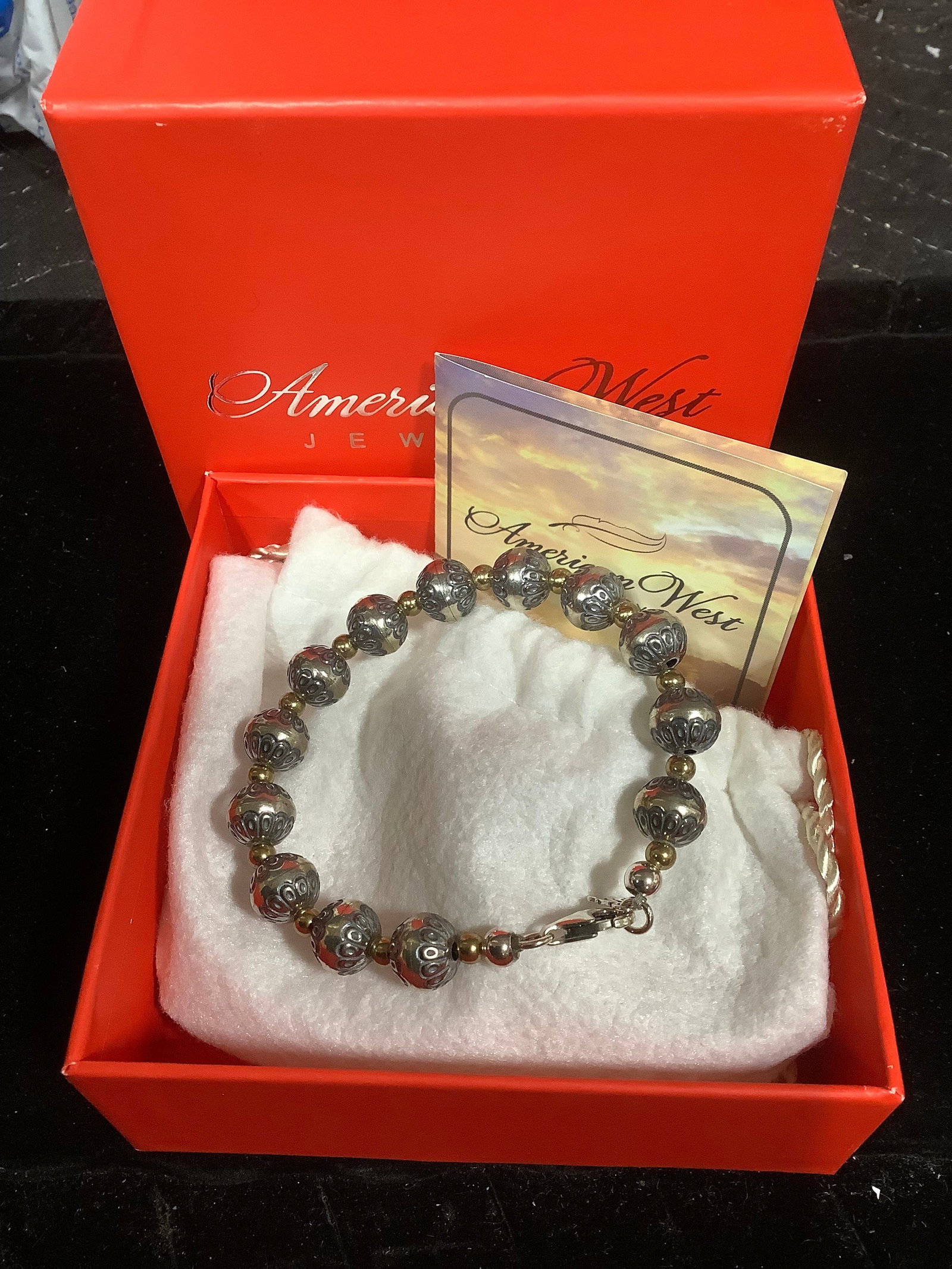 Sterling/brass stamped bead bracelet by American West jewelry (1 of 1)
