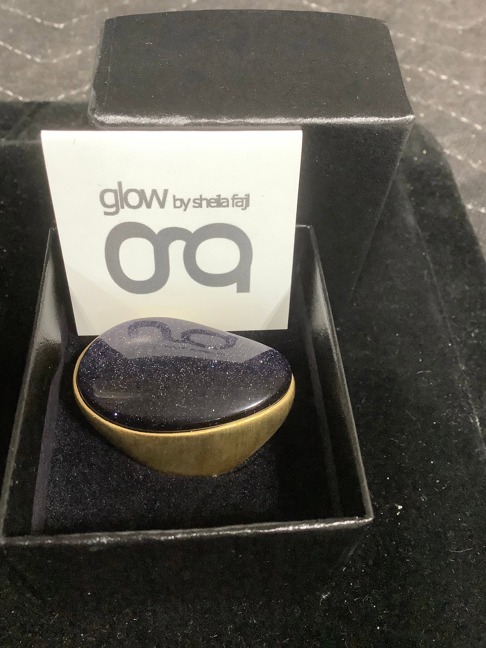 Glow by Sheila Fajl blue goldstone ring(7) (1 of 1)