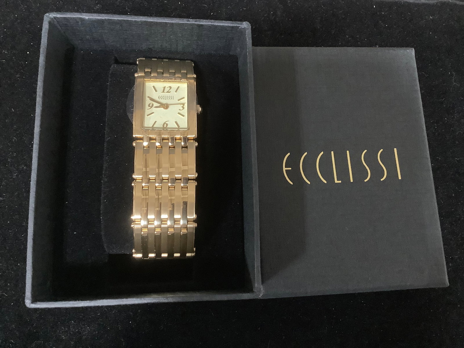 Ecclissi stainless steel golden finish watch stretch bracelet (1 of 1)