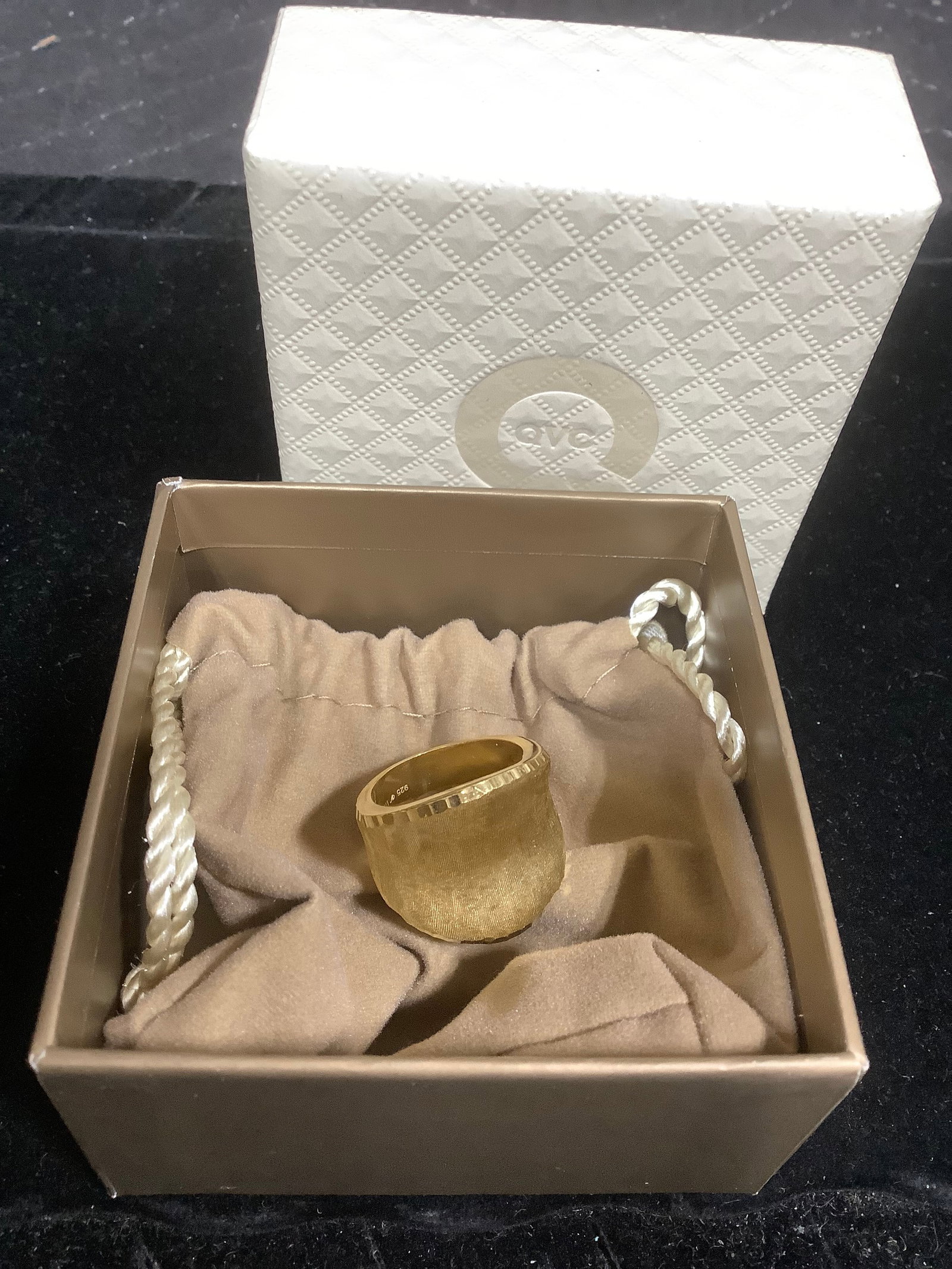 Veronese 18k clad satin finish & diamond cut concave ring(7) (1 of 1)