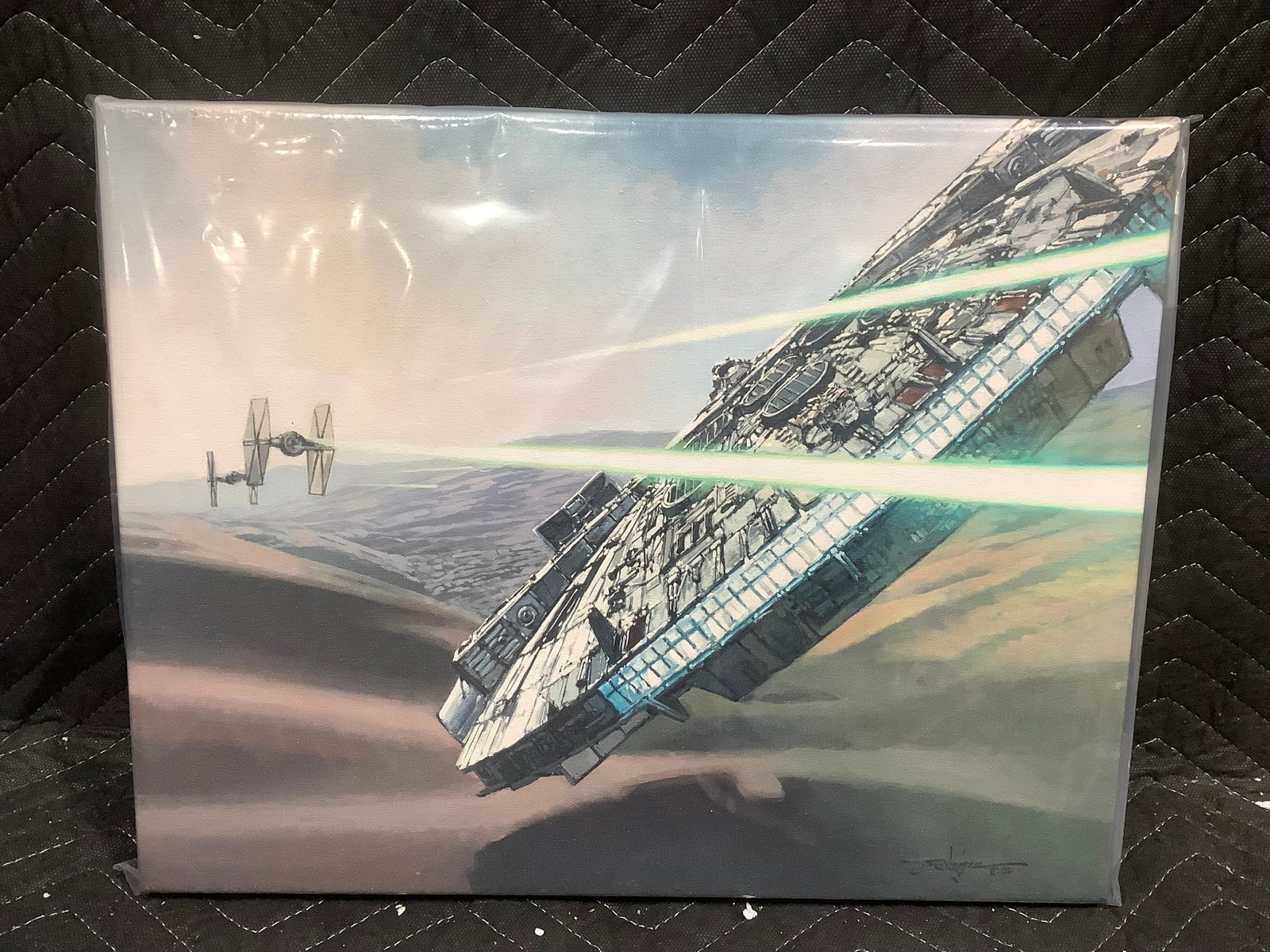 Star Wars Falcon Chase print by Rodel Gonzalez(12inx16in): Star Wars Falcon Chase print by Rodel Gonzalez(12inx16in)