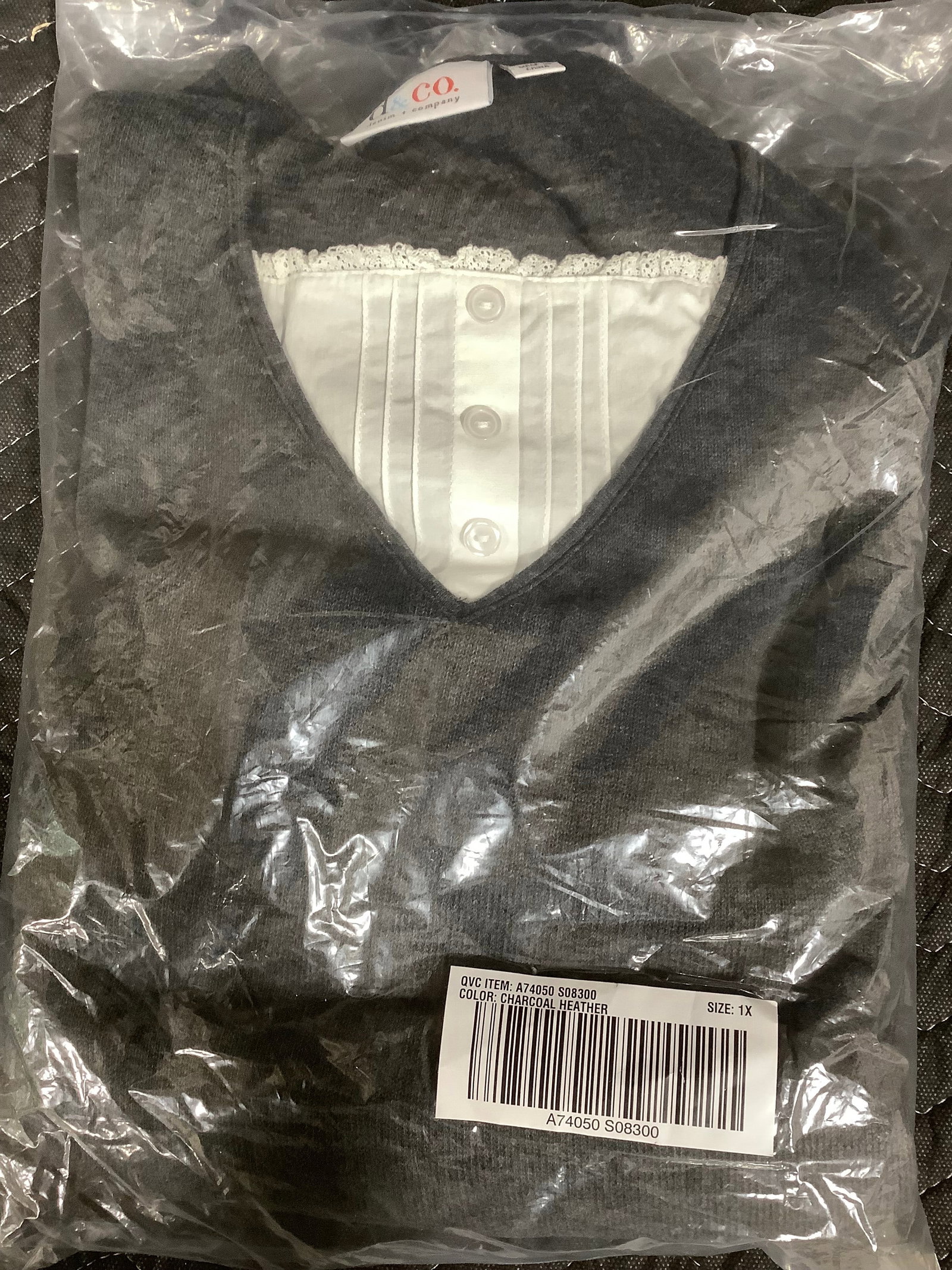 Denim & Co. long sleeve flatback rib knit duet tunic(1X): Denim & Co. long sleeve flatback rib knit duet tunic(1X)