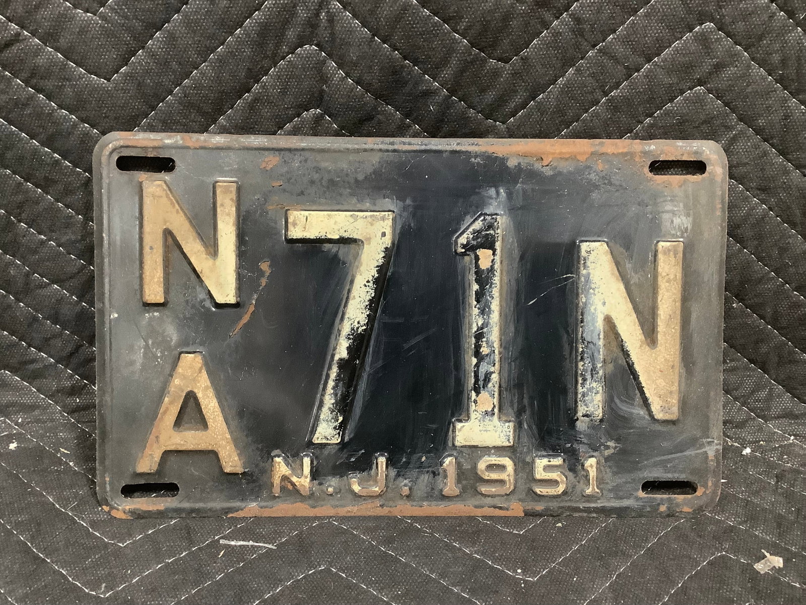 Vintage New Jersey 1951 metal license plate: Vintage New Jersey 1951 metal license plate