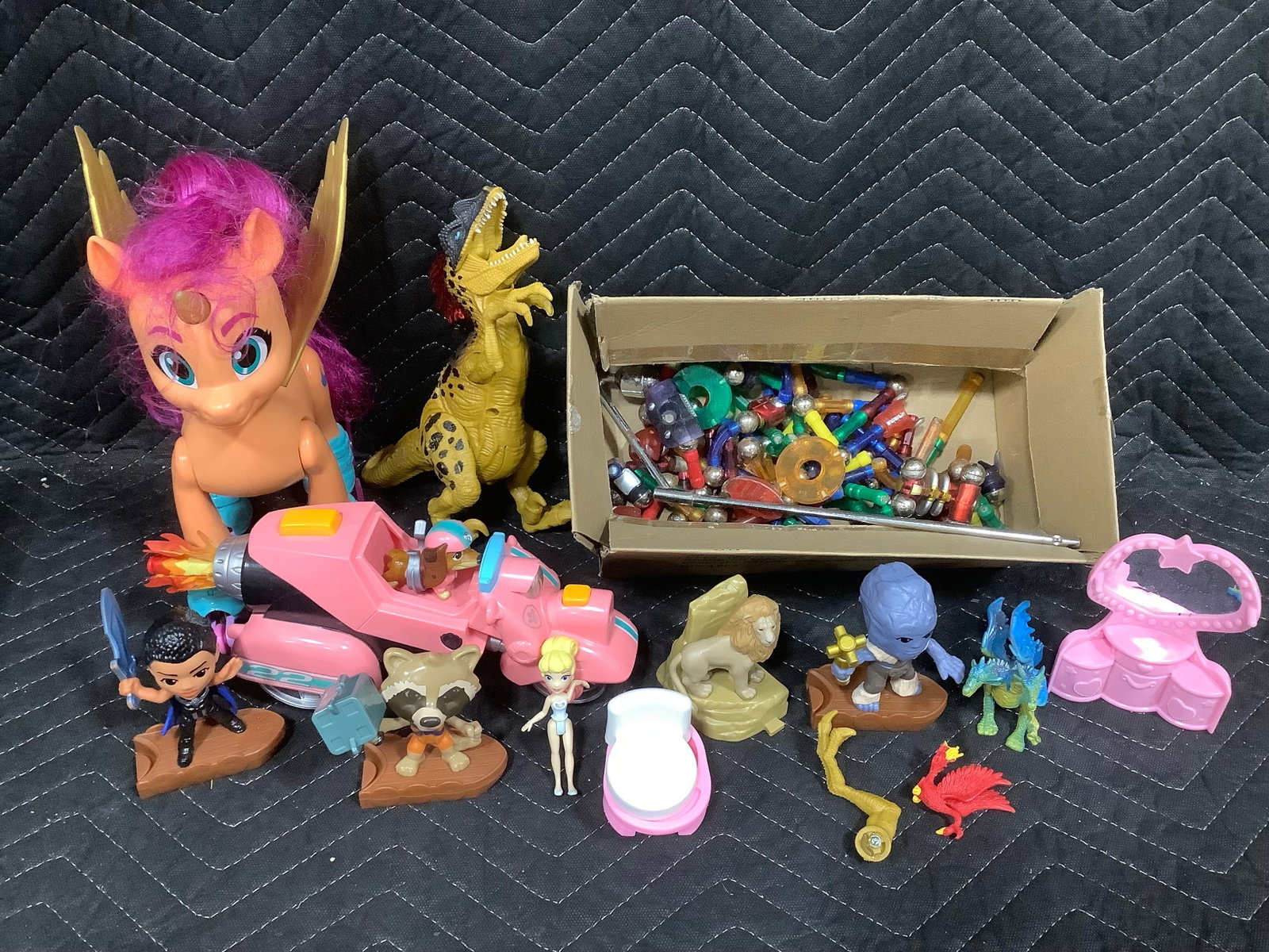 Vintage lot of magnetix building pieces and other childrens toys: Vintage lot of magnetix building pieces and other childrens toys