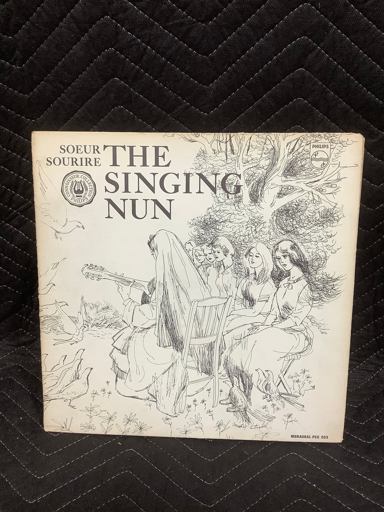Vintage LP album The Singing Nun with storybook and watercolor sketches (1 of 1)