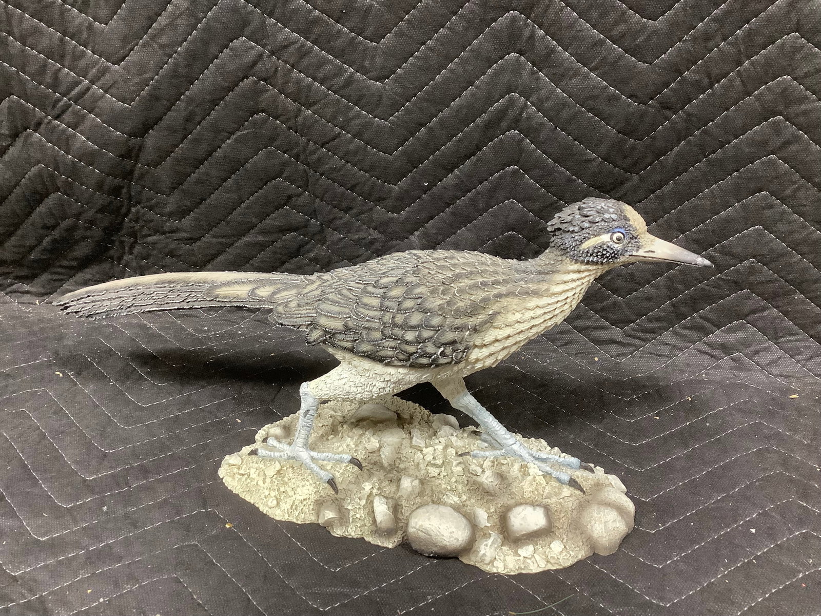 Road runner figurine long, beak repaired, leg cracking at connection points(15.5in long): Road runner figurine long, beak repaired, leg cracking at connection points(15.5in long)