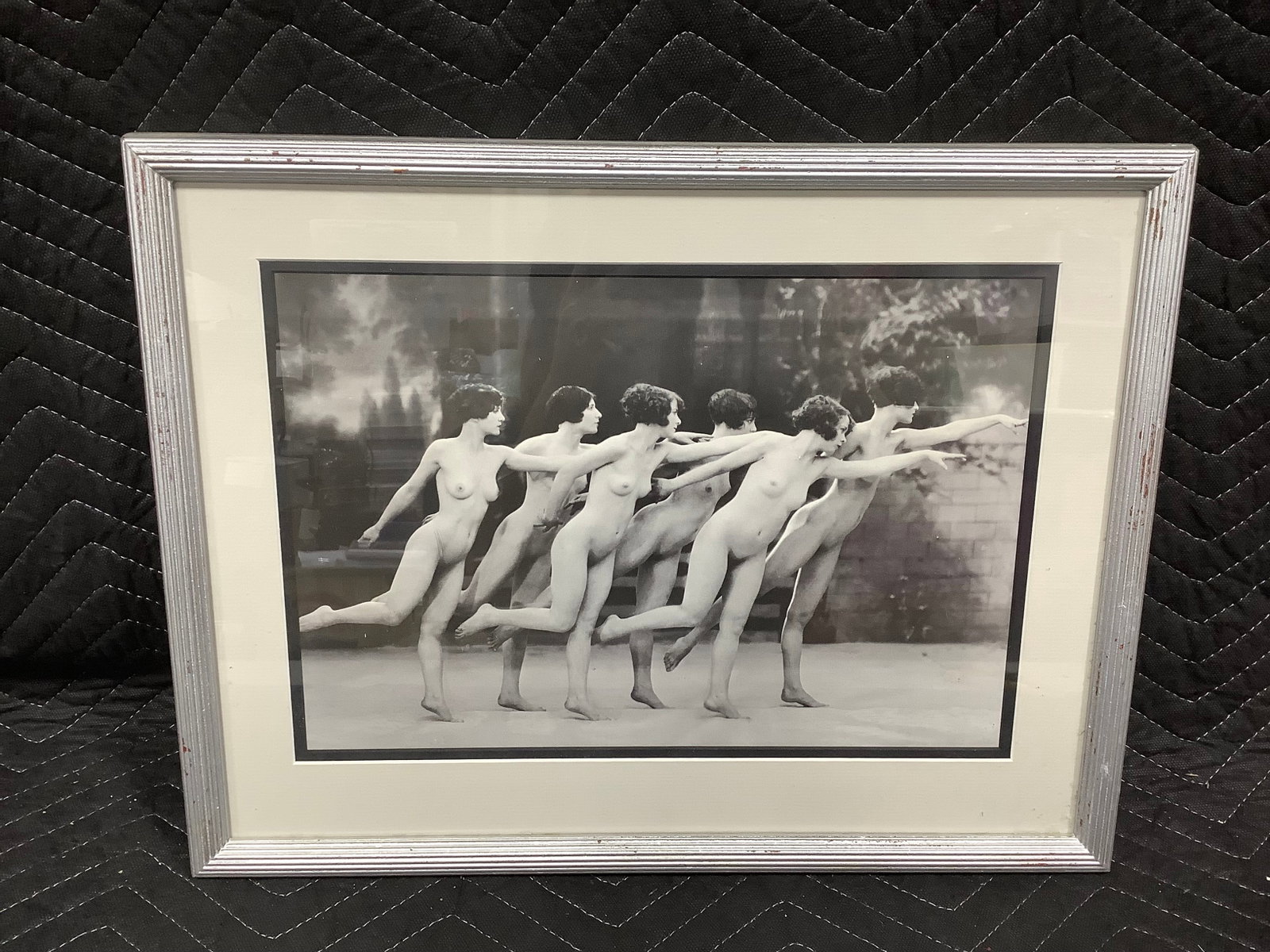 Framed black and white nude women photograph(14.5inx18.5in): Framed black and white nude women photograph(14.5inx18.5in)