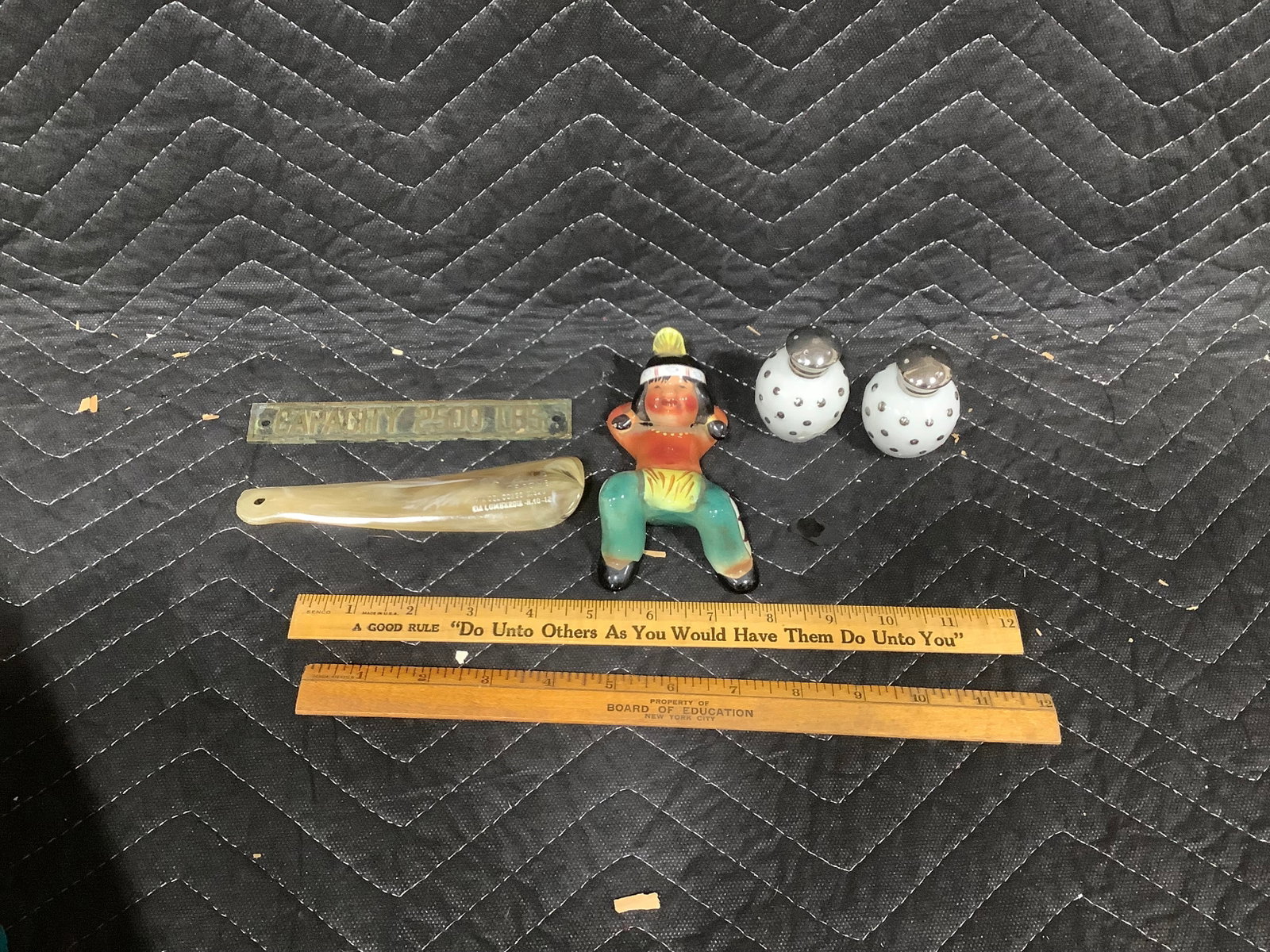 Vintage salt/pepper shakers, wooden rulers, and more (1 of 1)