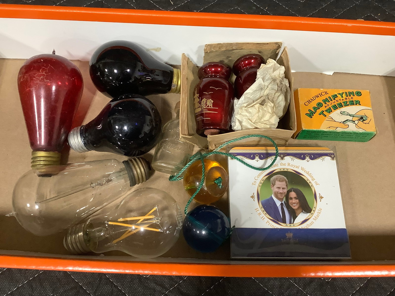 Vintage bulbs, magnifying tweezer, and more: Vintage bulbs, magnifying tweezer, and more