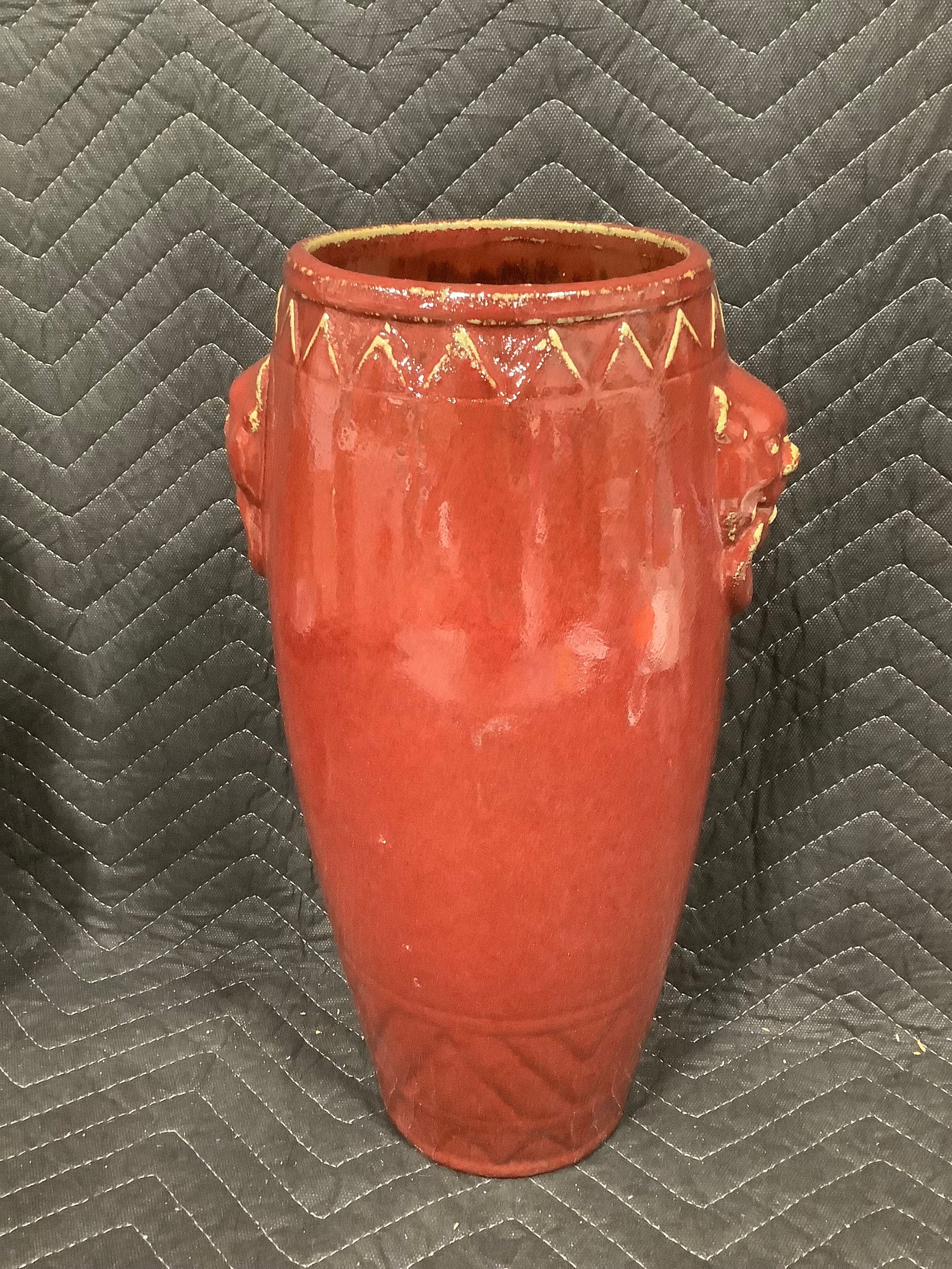Red glazed ceramic vase(16in tall): Red glazed ceramic vase(16in tall)