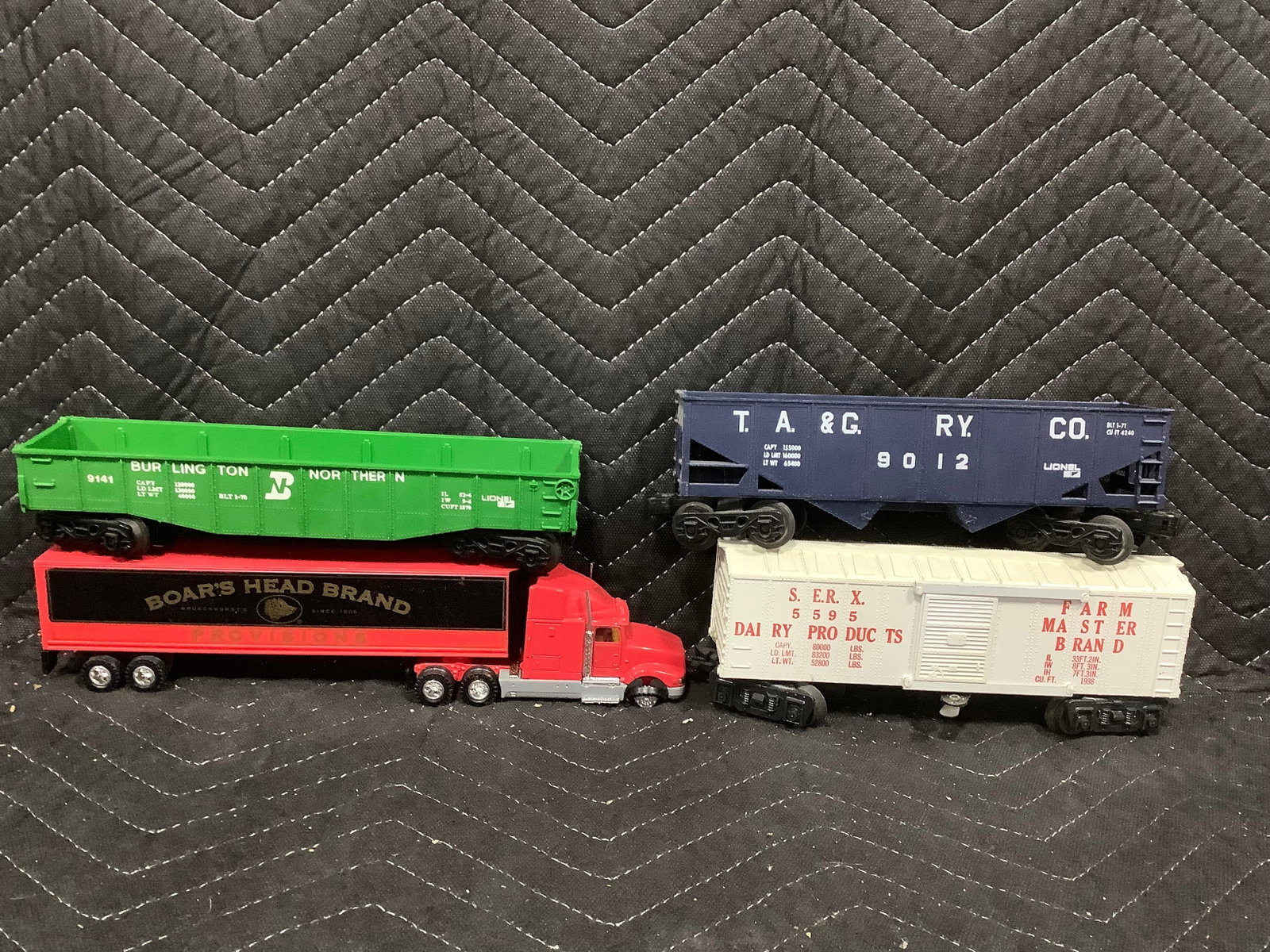 Various Train Cars, and Boars Head Brand Truck Model (1 of 1)