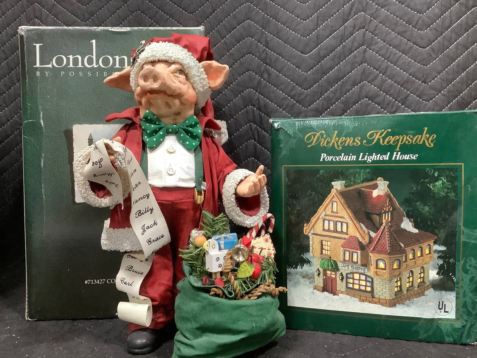 Dickens Keepsake Porcelain Lighted House, and Londonshire by Possible Dreams Pig Collectible *in (1 of 1)