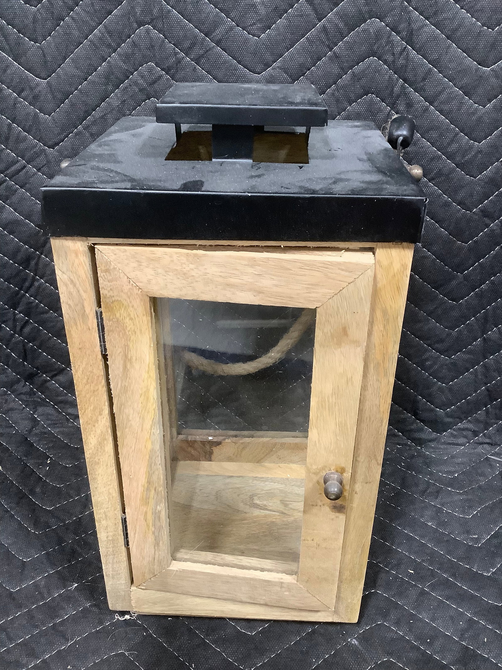 Wood and Glass Decorative Lantern (13.5in Tall): Wood and Glass Decorative Lantern (13.5in Tall)