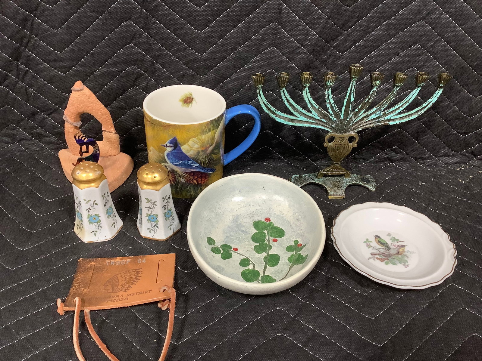 Vintage salt/pepper shakers, brass menorah(6in tall), and more (1 of 1)