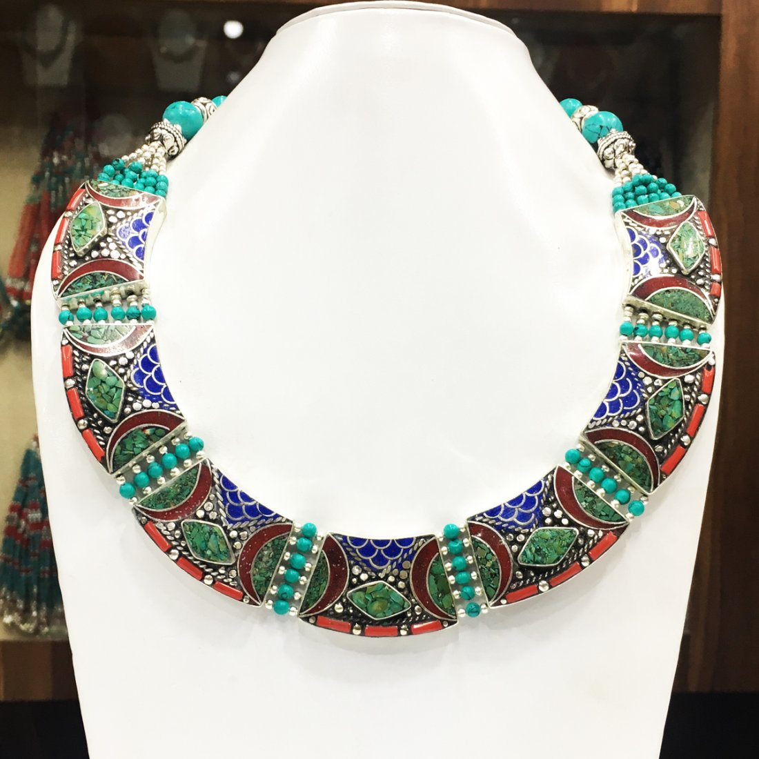 Tibetan Nepalese Handmade Turquoise Necklace: “PRISTINE GEMS :- MANUFACTURER & TRADE CO. Tibetan Jewelry :- Exquisitely Beautiful & Amazingly affordable. We are an expert in manufacturer & trade and ship (Wholesale & Export) worldwide. Our manu