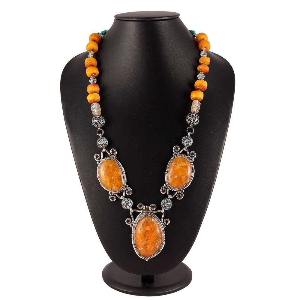 Vintage Amber & Coral Tibetan Handmade Necklace: “PRISTINE GEMS :- MANUFACTURER & TRADE CO. Tibetan Jewelry :- Exquisitely Beautiful & Amazingly affordable. We are an expert in manufacturer & trade and ship (Wholesale & Export) worldwide. Our manu