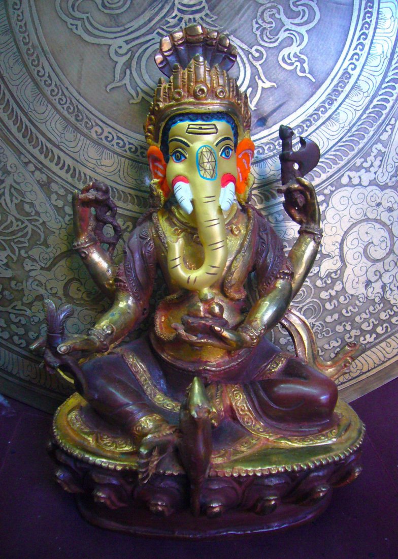 Special Hindu God For Fortune Ganesha Gold finish 7" (1 of 1)