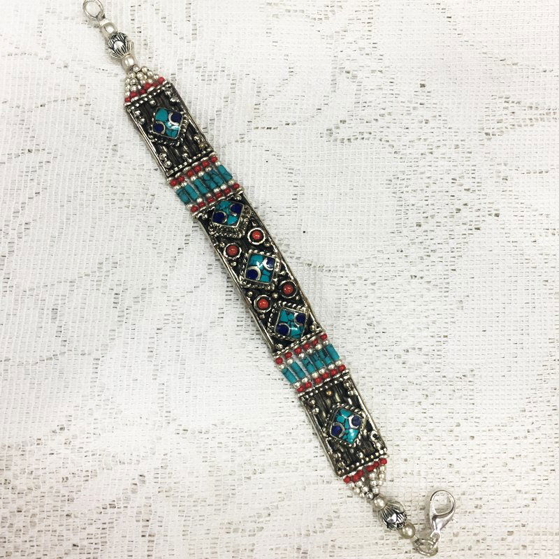 Asian Tribal Ethnic Tibetan Silver Bracelet (1 of 1)