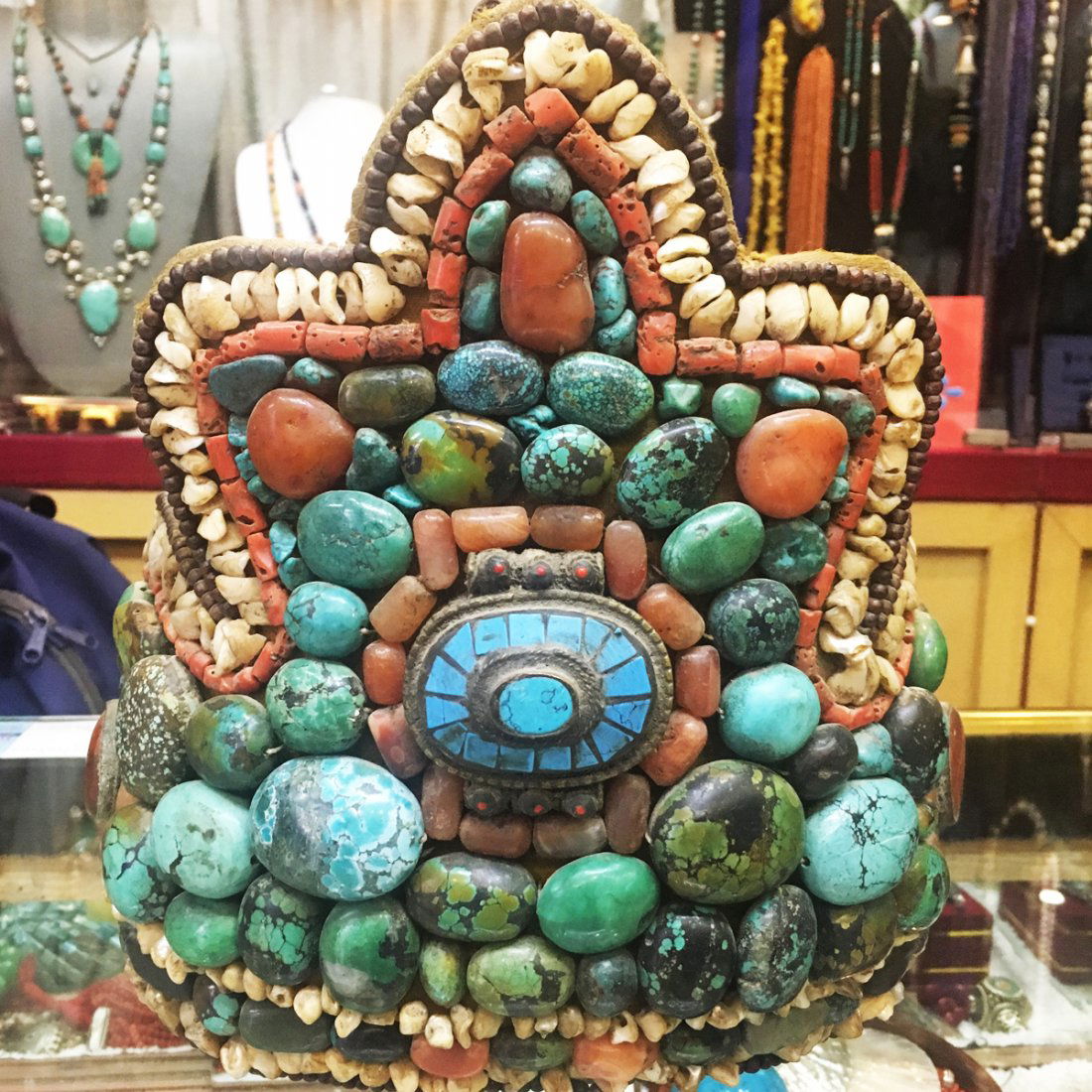 1900's Tibetan Antique Turquoise & Coral Ceremonial hat (1 of 3)