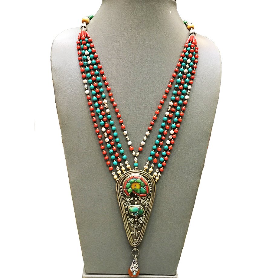 Tibetan Tribal Boho Handmade Turquoise Necklace (1 of 1)