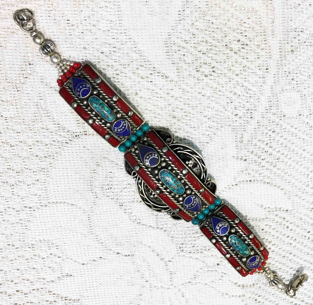 Bohemian Style Silver Boho Tribal Bracelet (1 of 1)