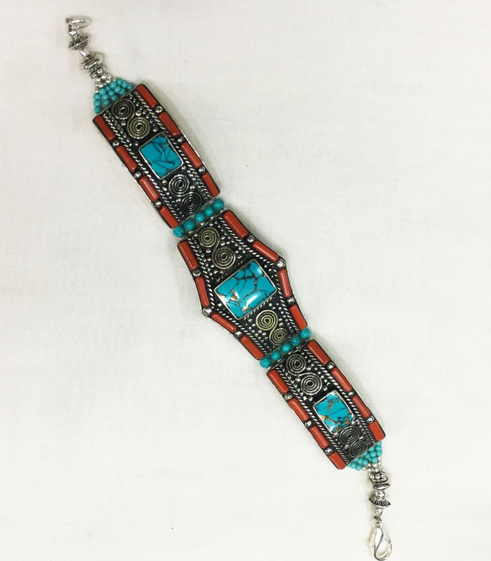 Turquoise Coral Mexican Choker Bracelet: Incredible one of a kind pieces for all occasions. Great for yourself, gifts for friends, or even to sell in your own store!! We are now offering wholesale prices! Item: Antique Tibetan Handnad