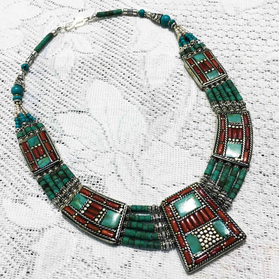 Buddhist Turquoise & Coral Vintage Necklace: Incredible one of a kind pieces for all occasions. Great for yourself, gifts for friends, or even to sell in your own store!! We are now offering wholesale prices! Shipping $10. Item: Antique T