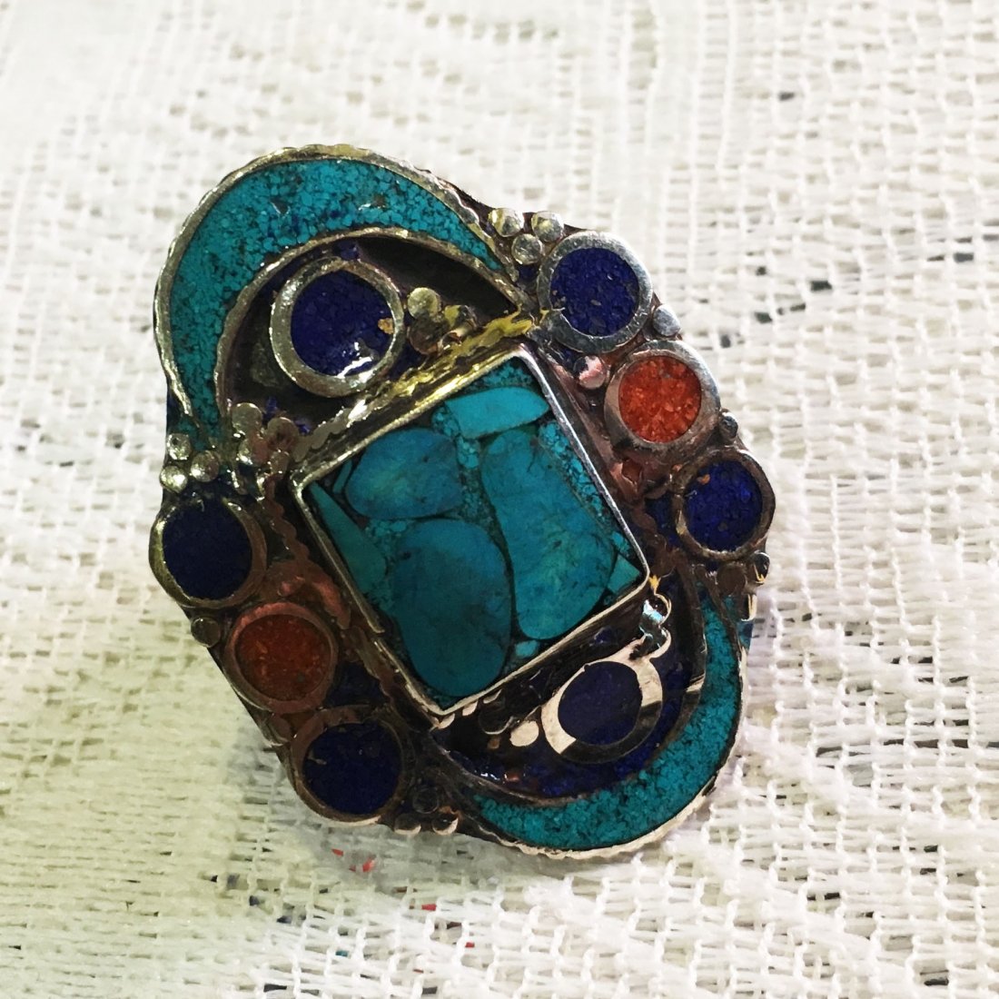 Free size - Nepalese Handmade Turquoise Ring: Incredible one of a kind pieces for all occasions. Great for yourself, gifts for friends, or even to sell in your own store!! We are now offering wholesale prices! Shipping $7. Item: Antique Ti
